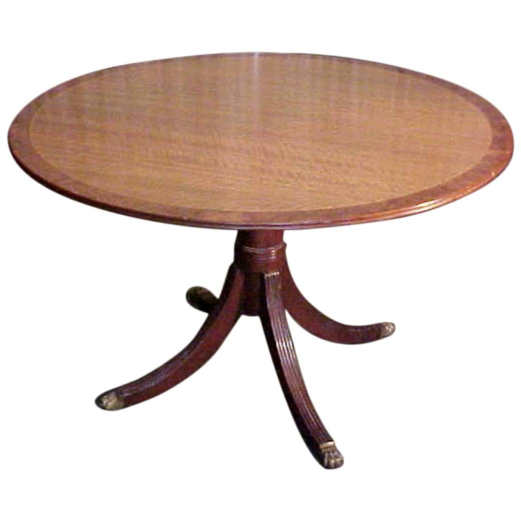 George III Satinwood Burl Border Dining Table, Refined 19th Century, Provenance For Sale