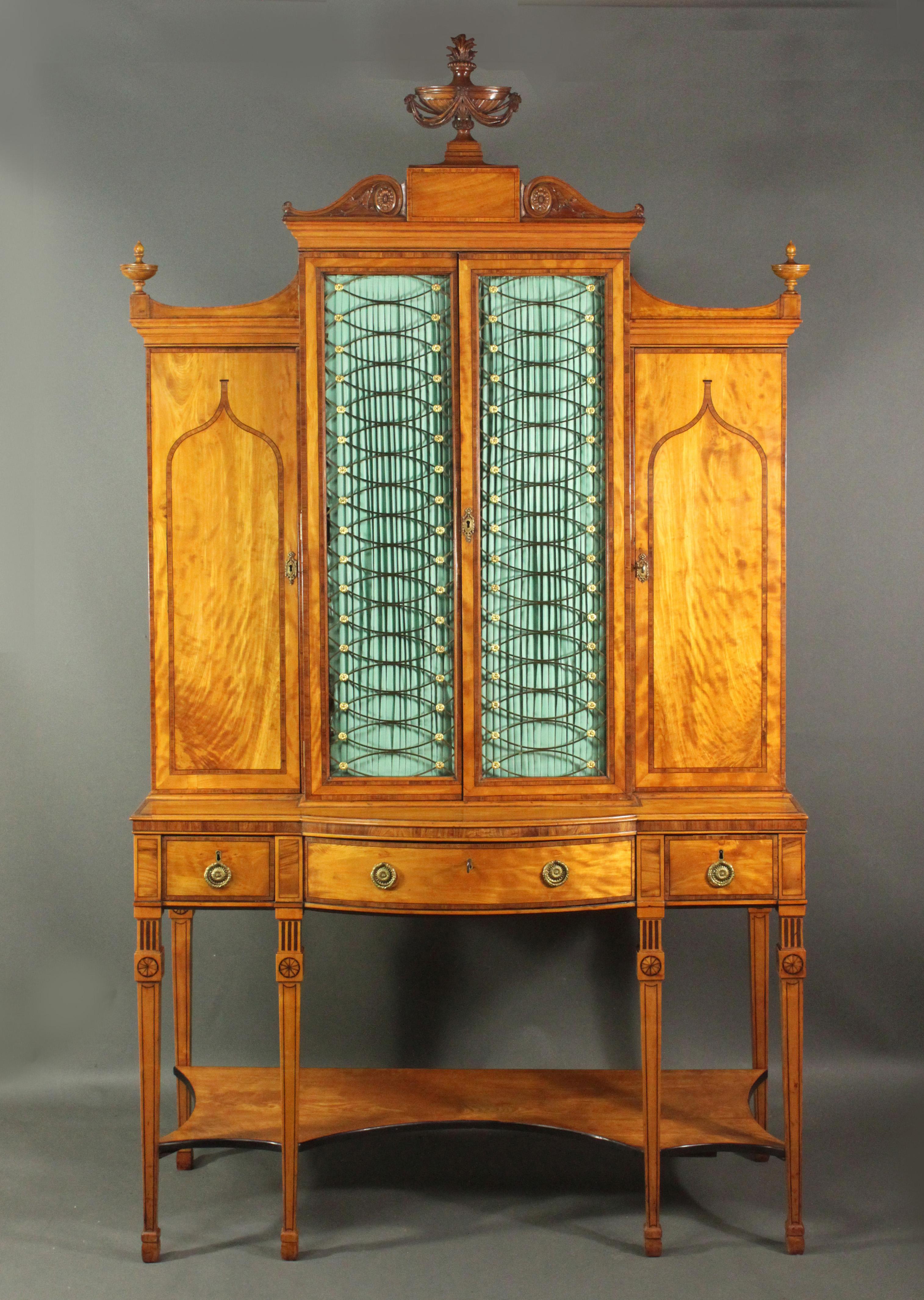 English George III Satinwood Cabinet in the Manner of Thomas Sheraton