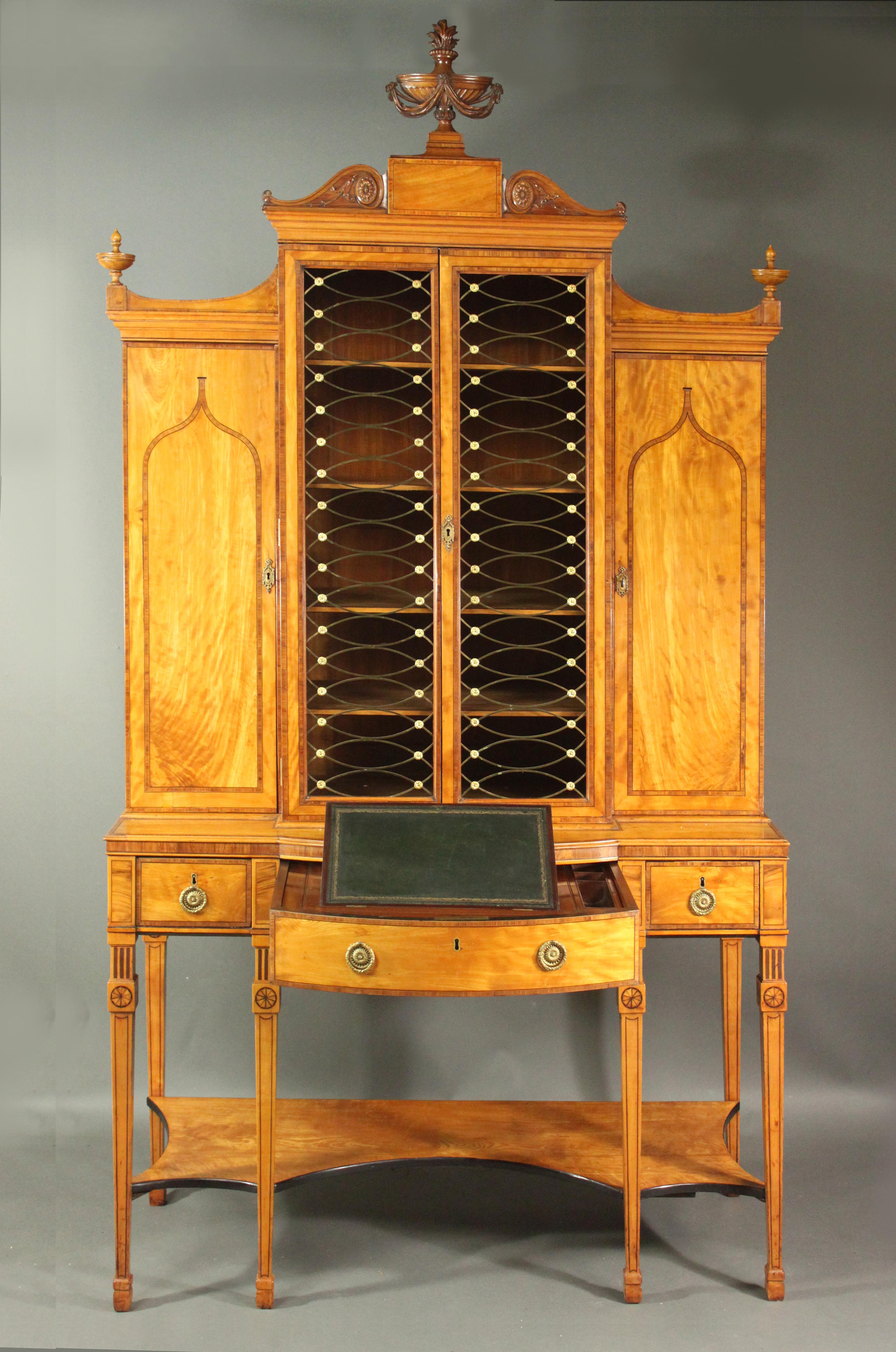 18th Century and Earlier George III Satinwood Cabinet in the Manner of Thomas Sheraton