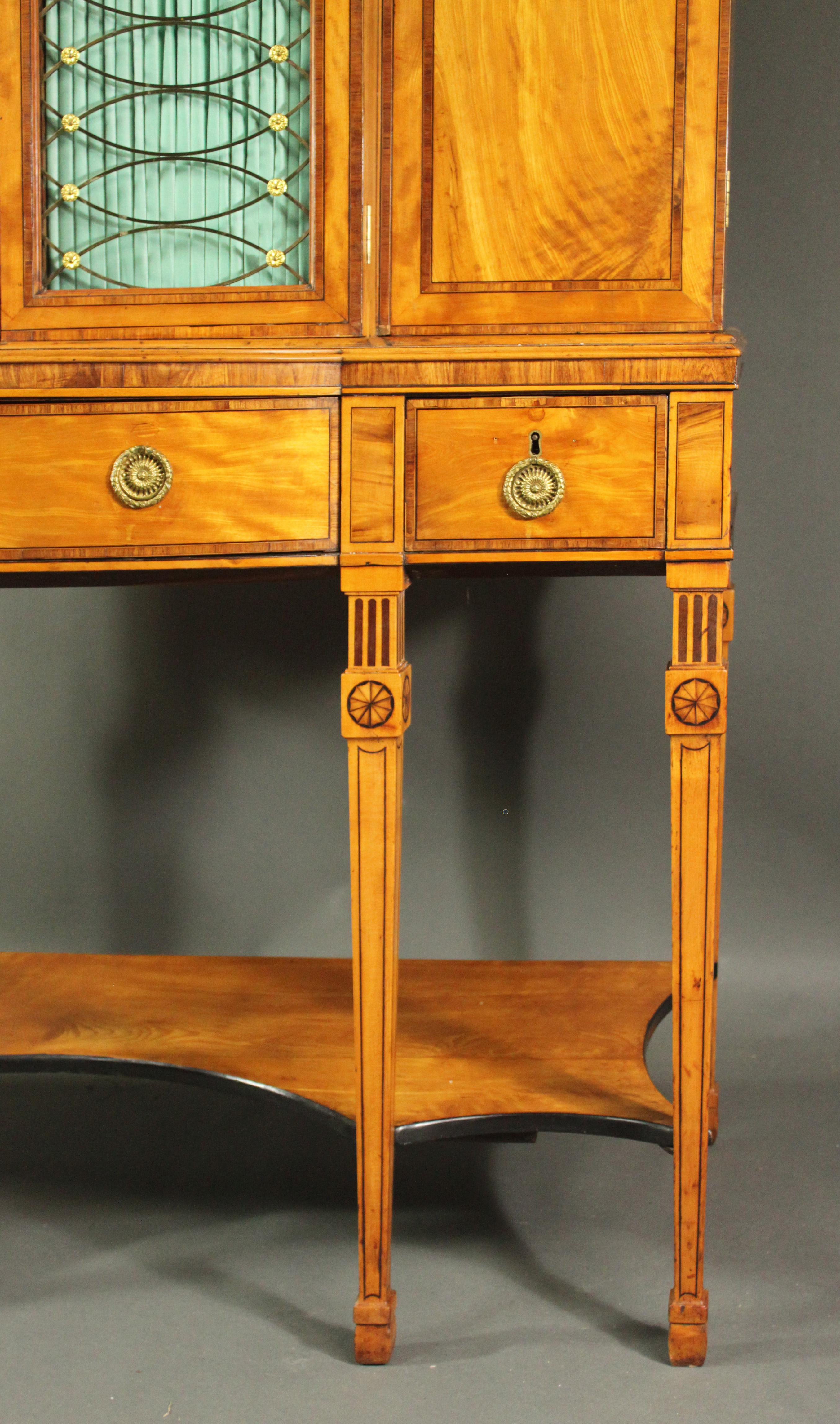 George III Satinwood Cabinet in the Manner of Thomas Sheraton 1