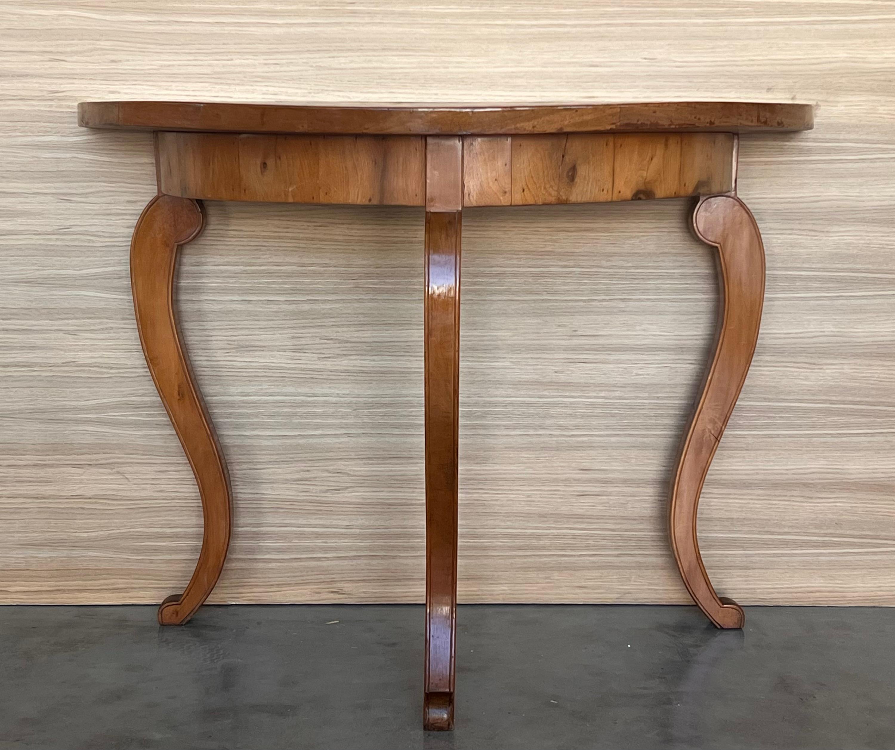 French George III Satinwood Console Table with Marquetry Top For Sale