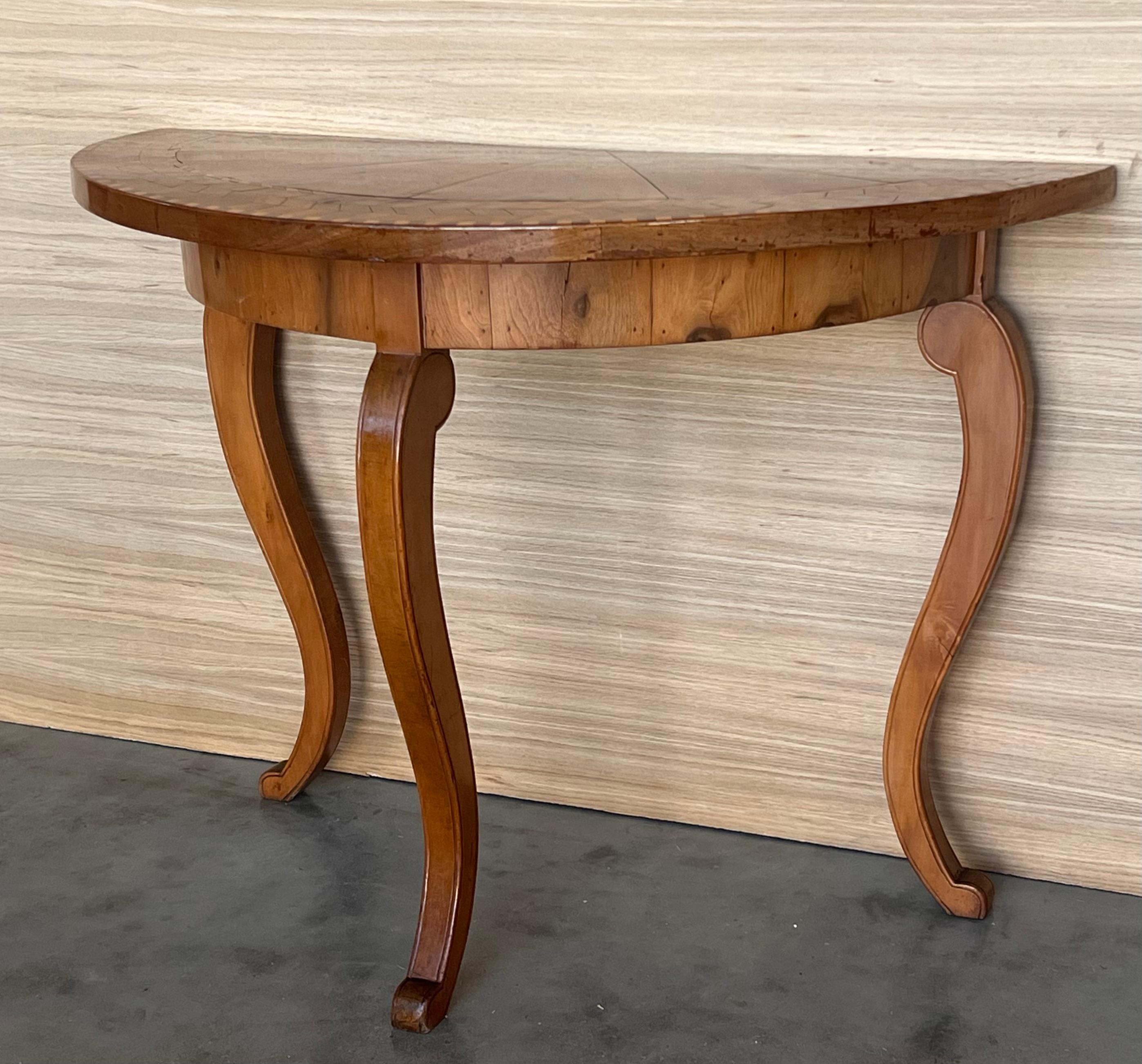 20th Century George III Satinwood Console Table with Marquetry Top For Sale