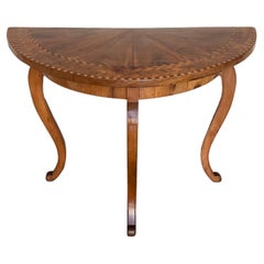 Tavolo consolle di Giorgio III in legno satinato con piano intarsiato