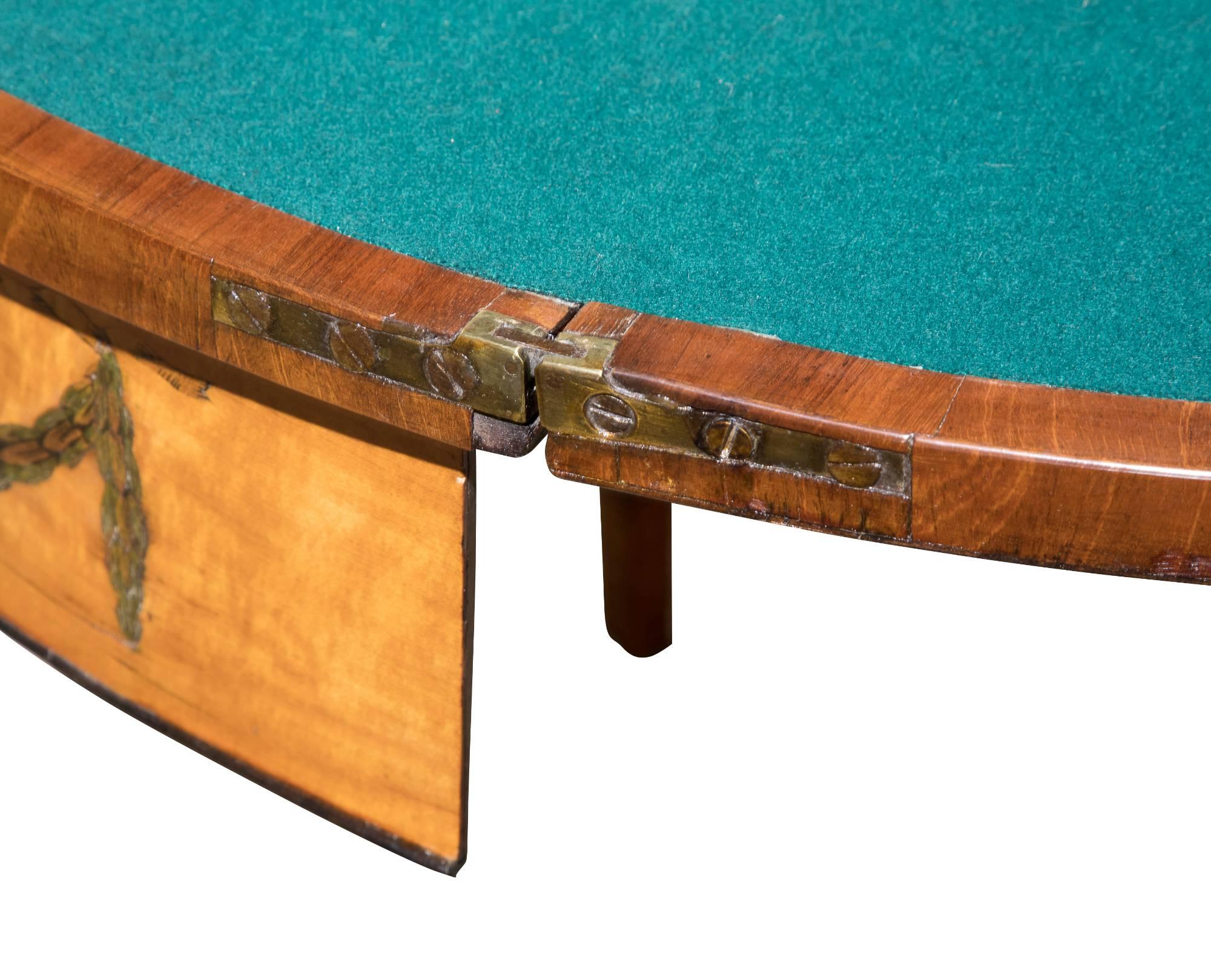 Late 18th Century George III Satinwood Demi-Lune Card Table For Sale