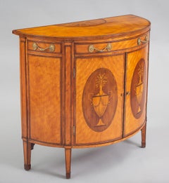George III Satinwood Demilune Console Cabinet, circa 1790