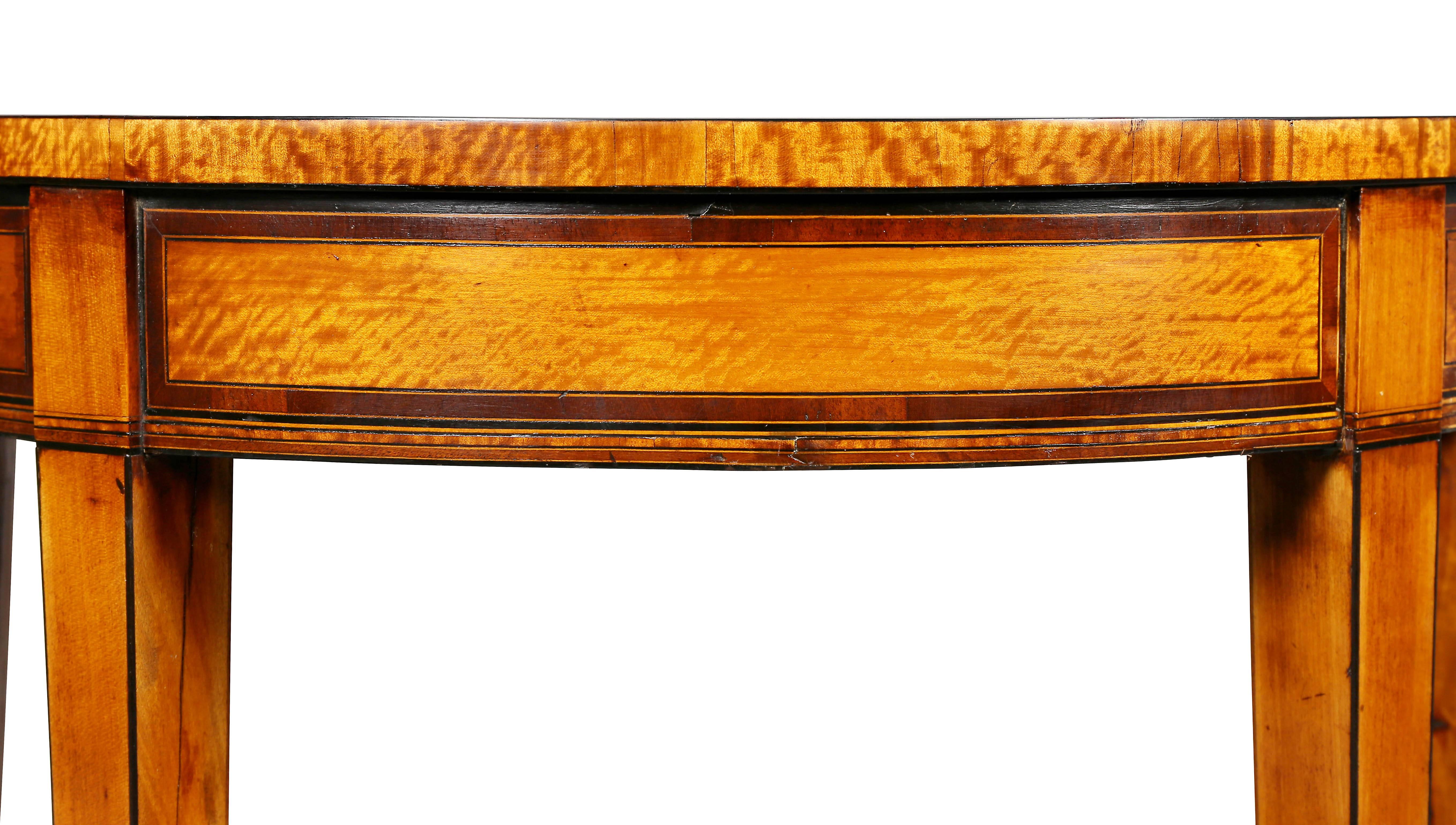 George III Satinwood Demilune Console Table In Good Condition In Essex, MA