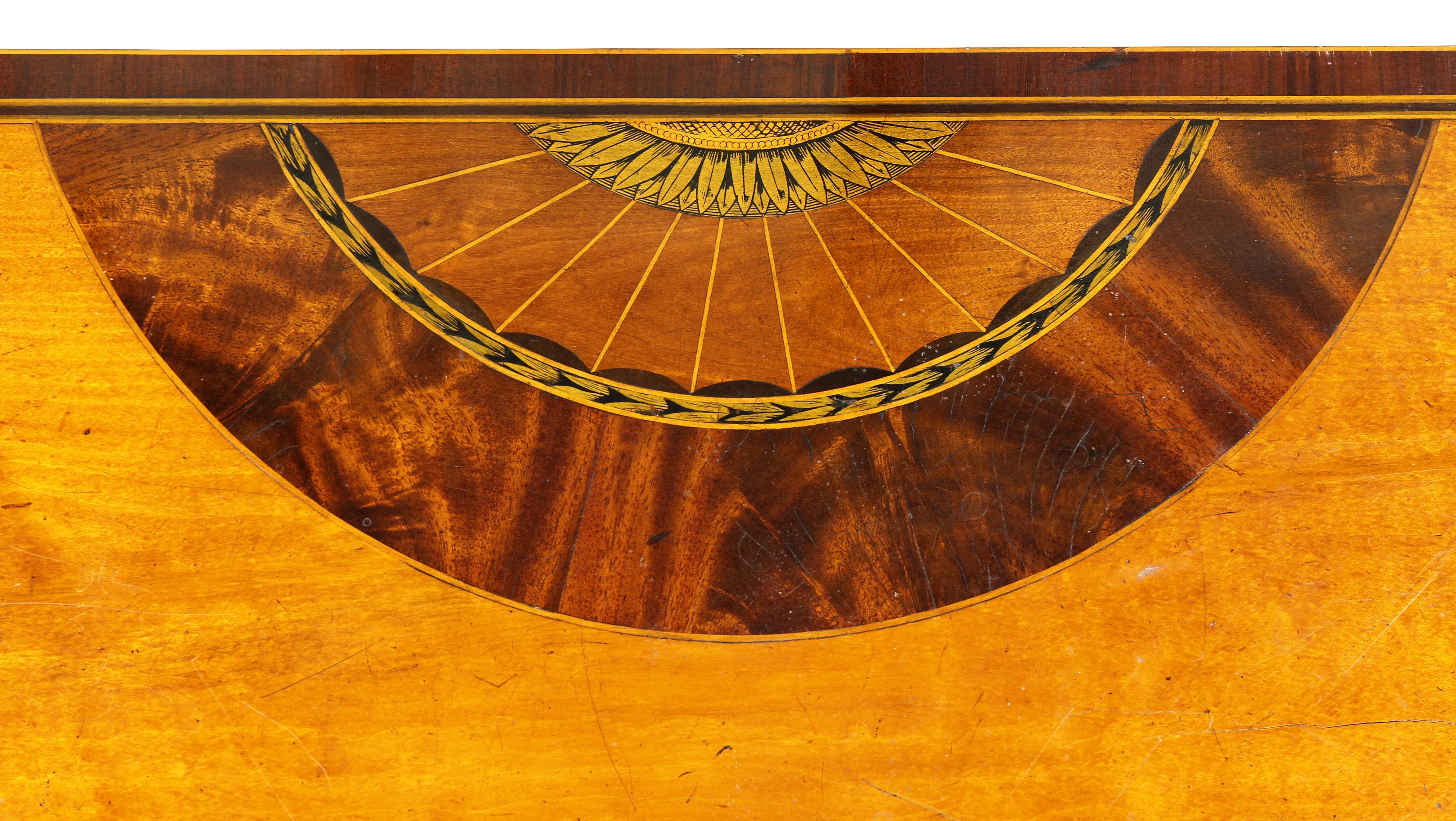 English George III Satinwood Demilune Games Table For Sale