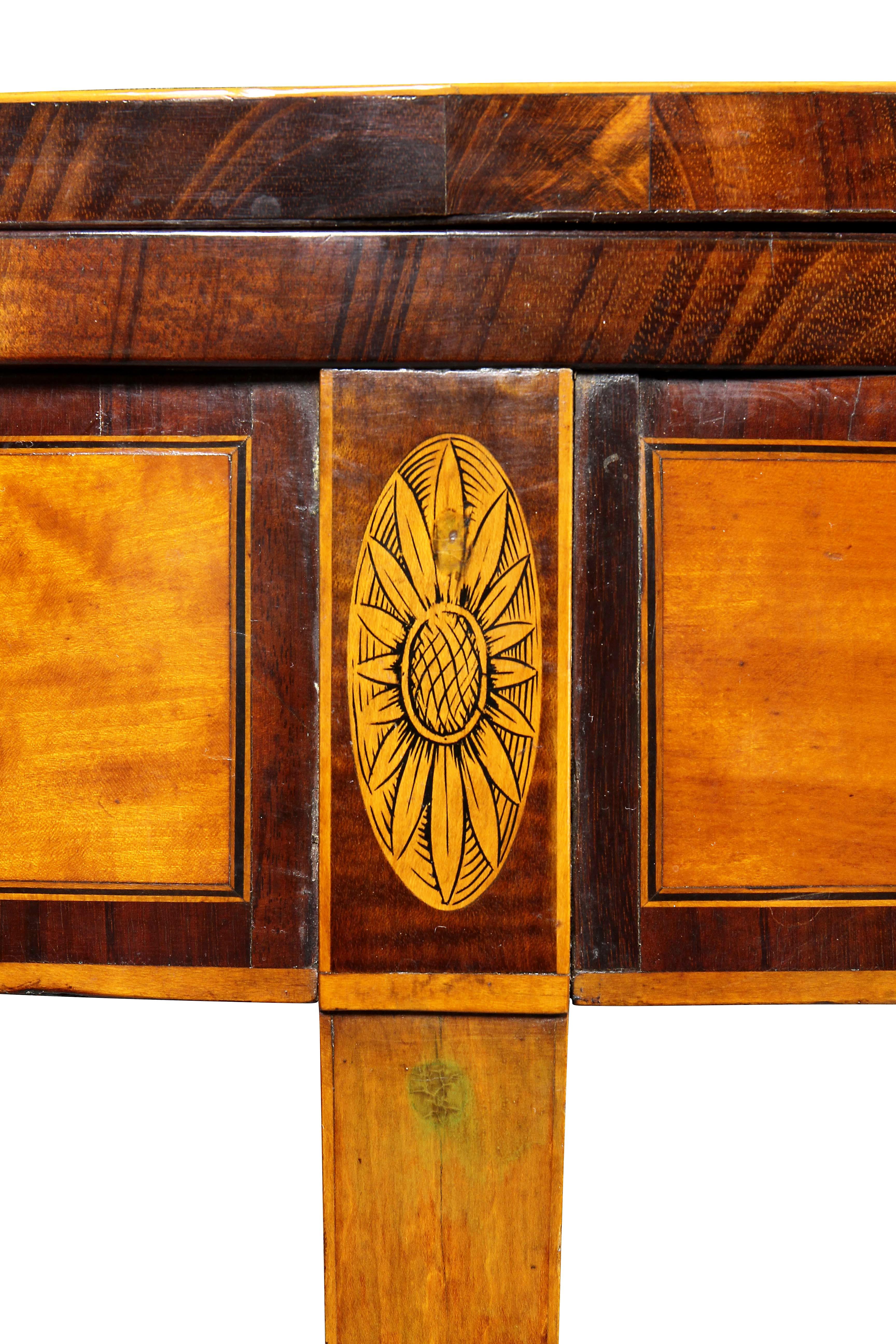 Late 18th Century George III Satinwood Demilune Games Table For Sale