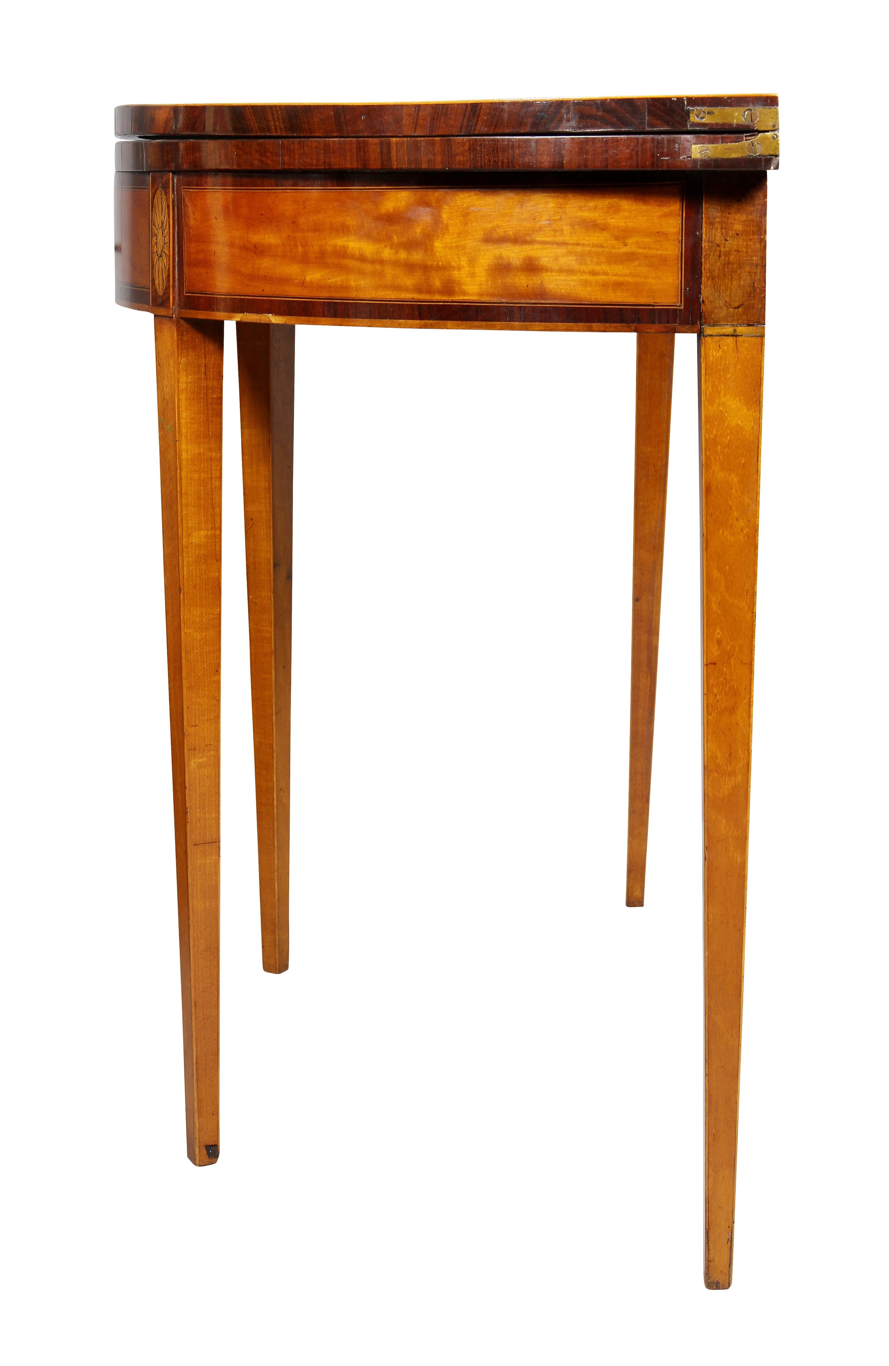 George III Satinwood Demilune Games Table For Sale 3