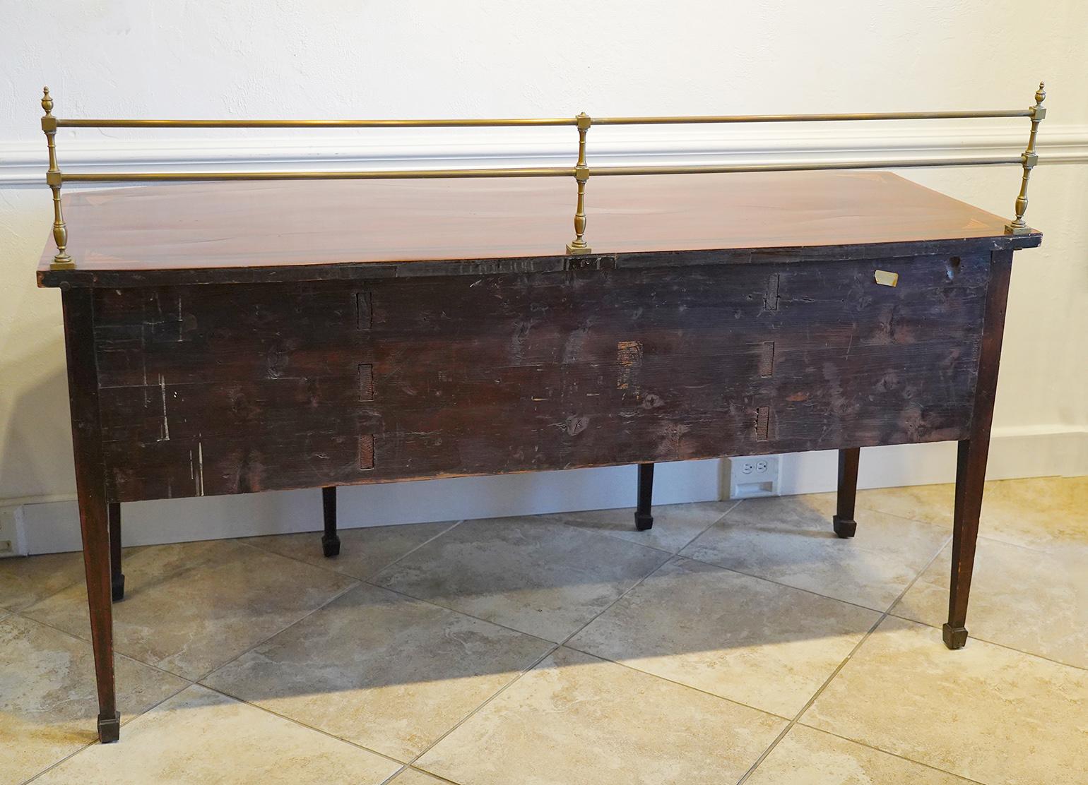 George III Satinwood Inlaid Mahogany Bow Front Sideboard with Rail, Circa 1810 6