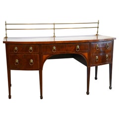 George III Satinwood Inlaid Mahogany Bow Front Sideboard with Rail, Circa 1810