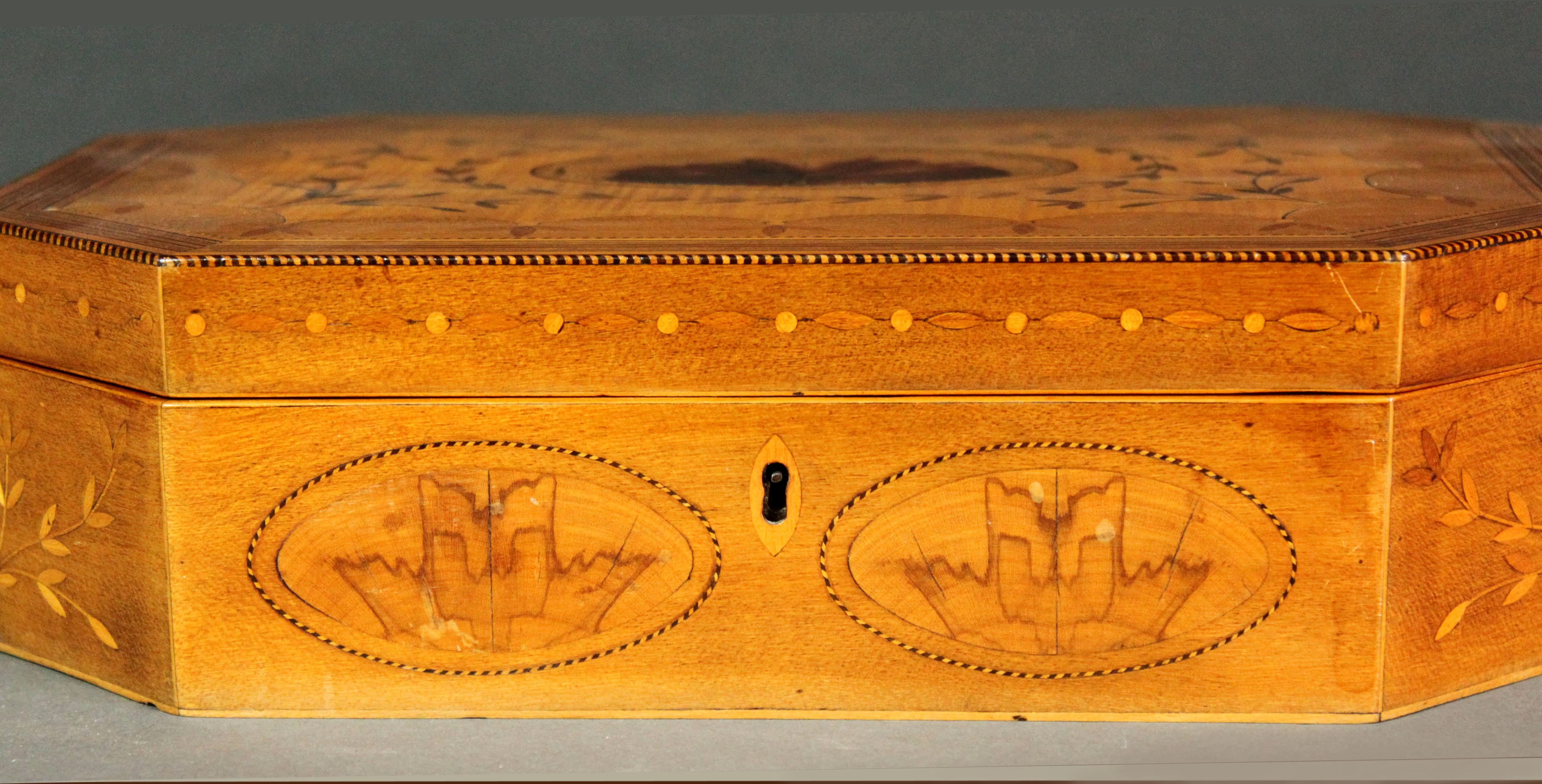 Georgian George III Satinwood Octagonal Inlaid Box For Sale