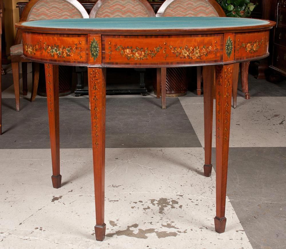 European George III Satinwood Painted Card Table