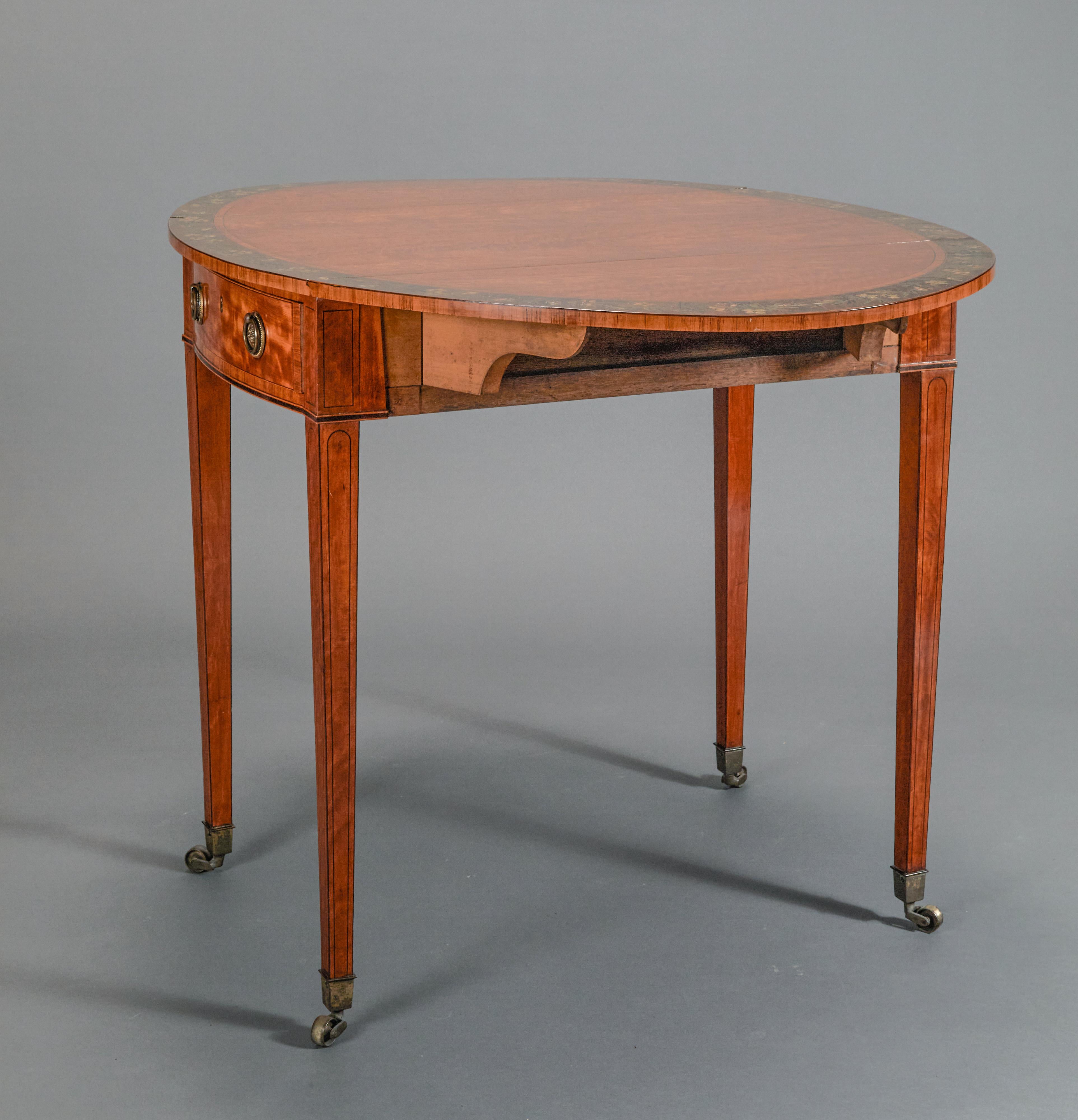 George III Satinwood Pembroke Table In Good Condition For Sale In Hudson, NY
