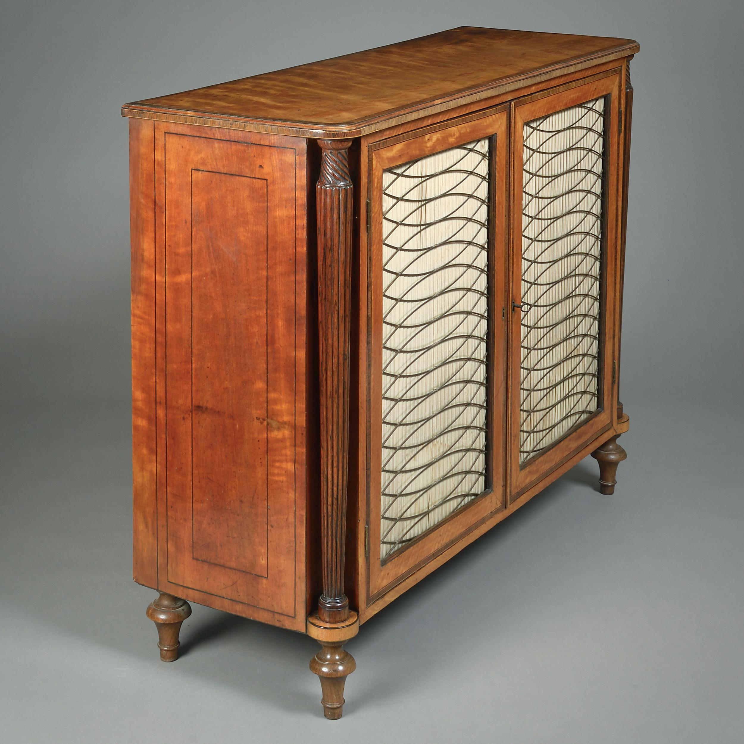 George III Satinwood, Rosewood, and Simulated Rosewood Side Cabinet In Good Condition For Sale In London, GB