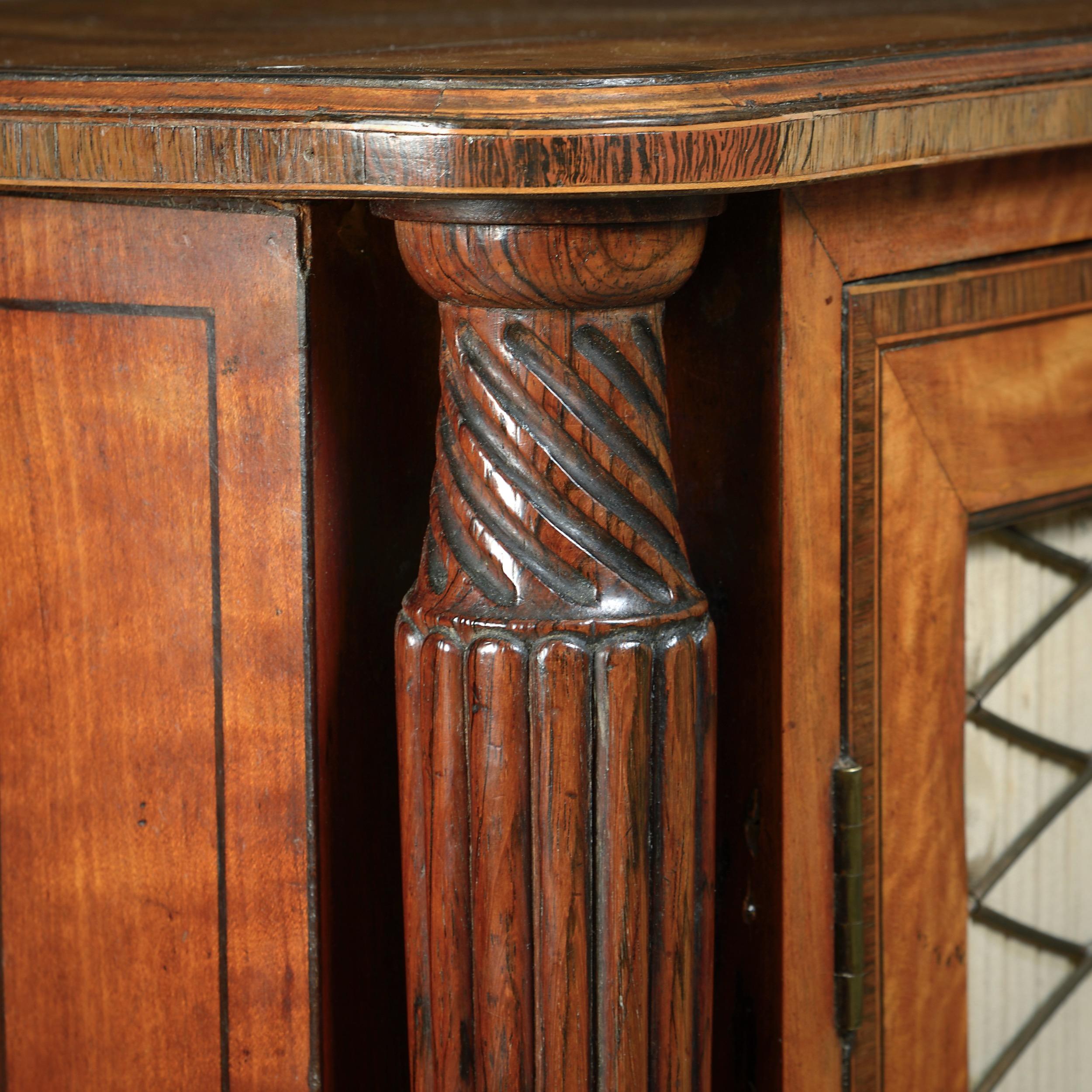 George III Satinwood, Rosewood, and Simulated Rosewood Side Cabinet For Sale 1