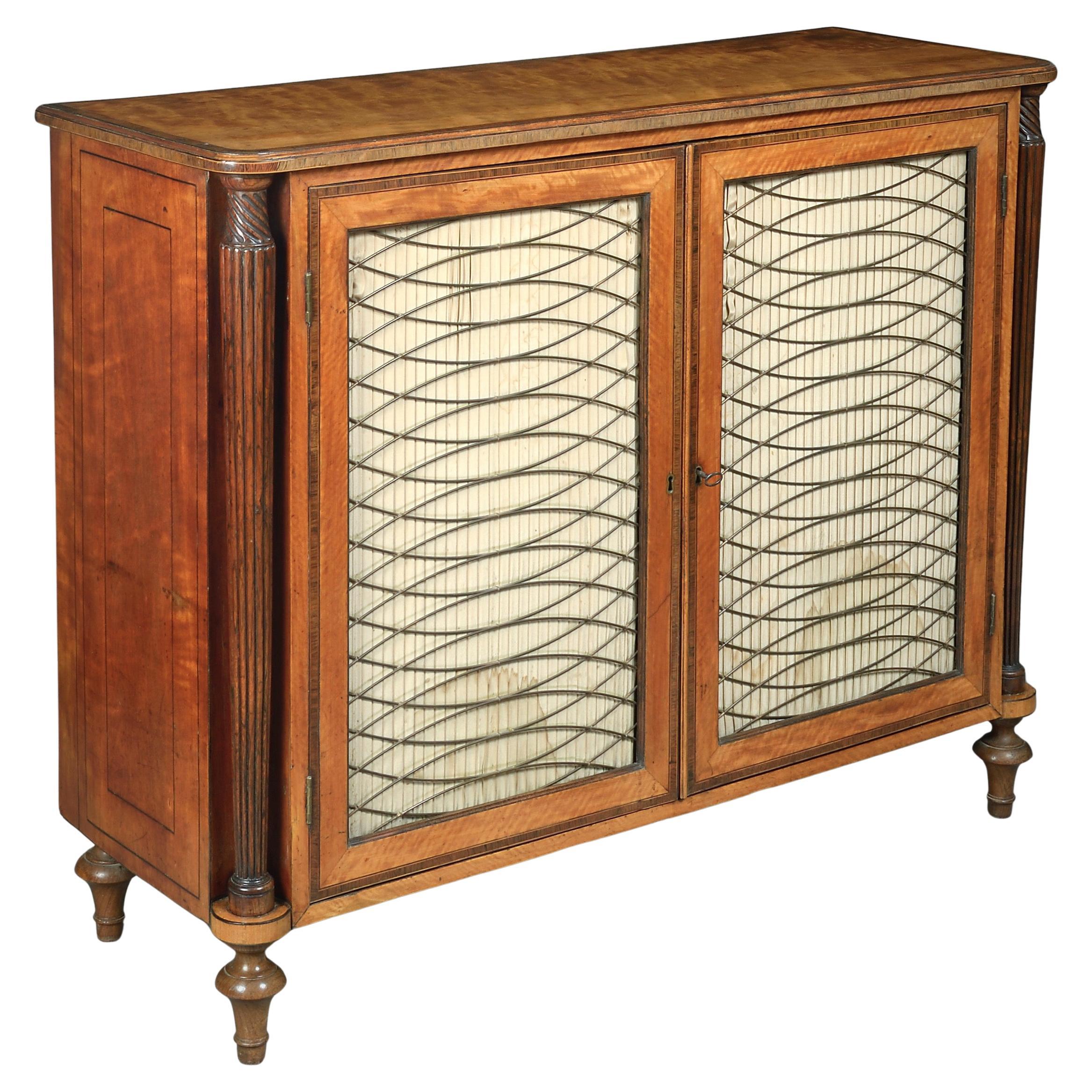 George III Satinwood, Rosewood, and Simulated Rosewood Side Cabinet