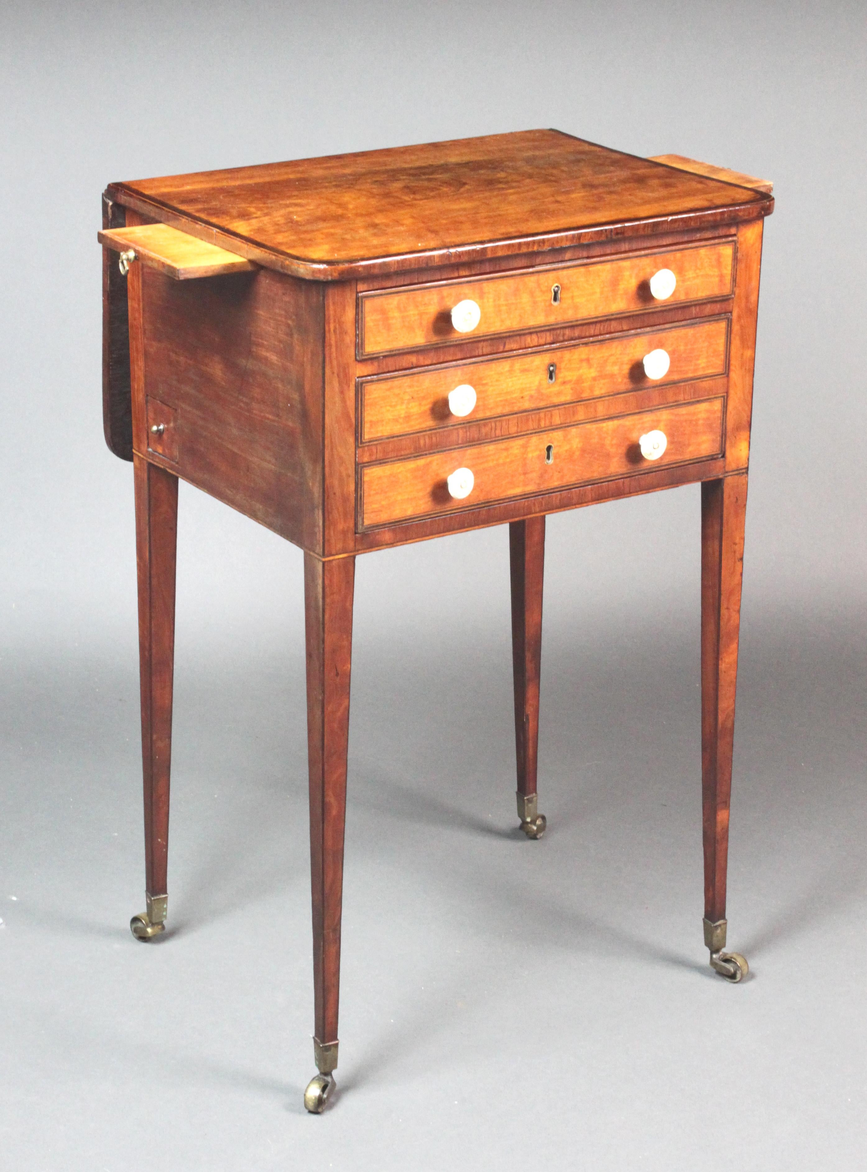 English George III Satinwood Sewing Table For Sale