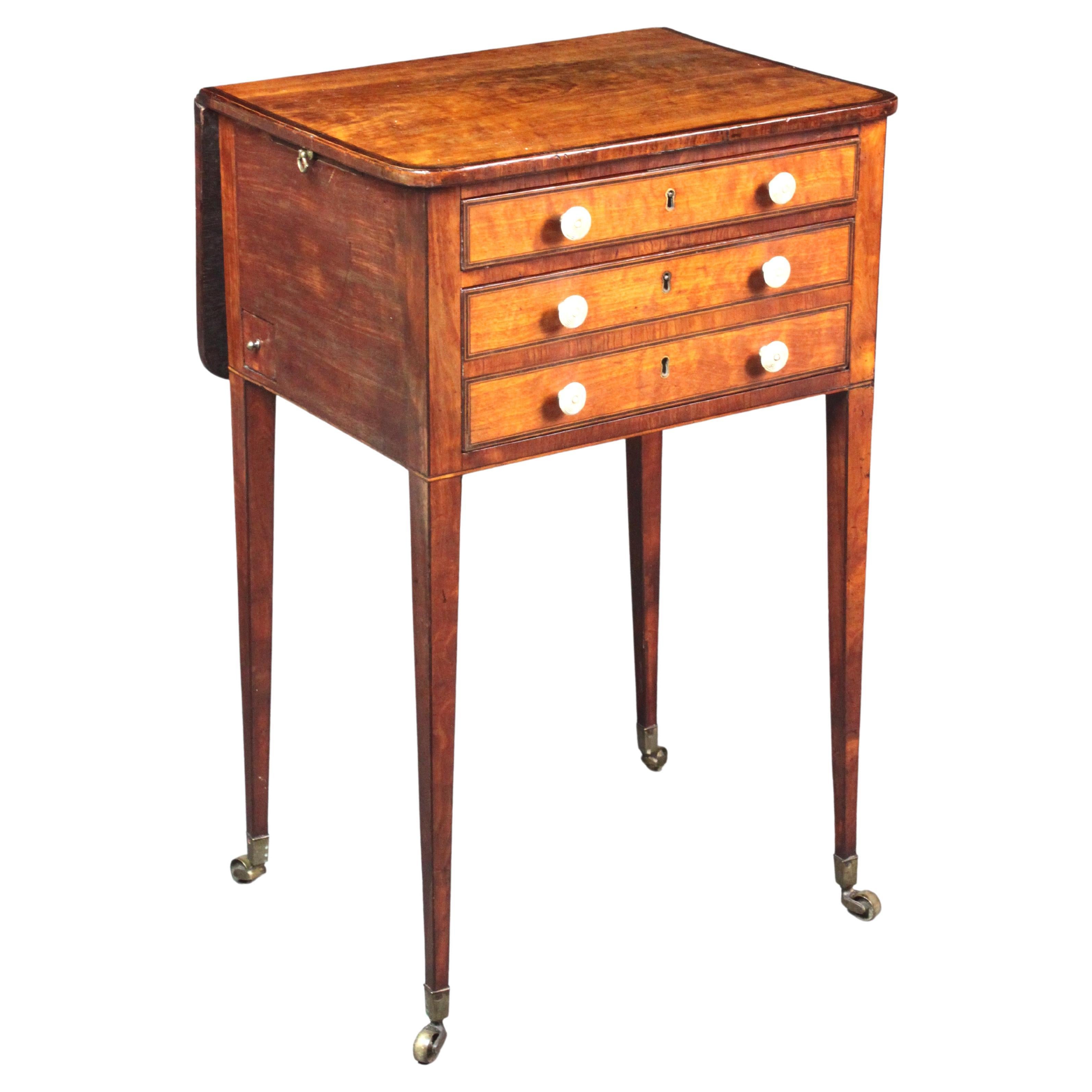 George III Satinwood Sewing Table For Sale