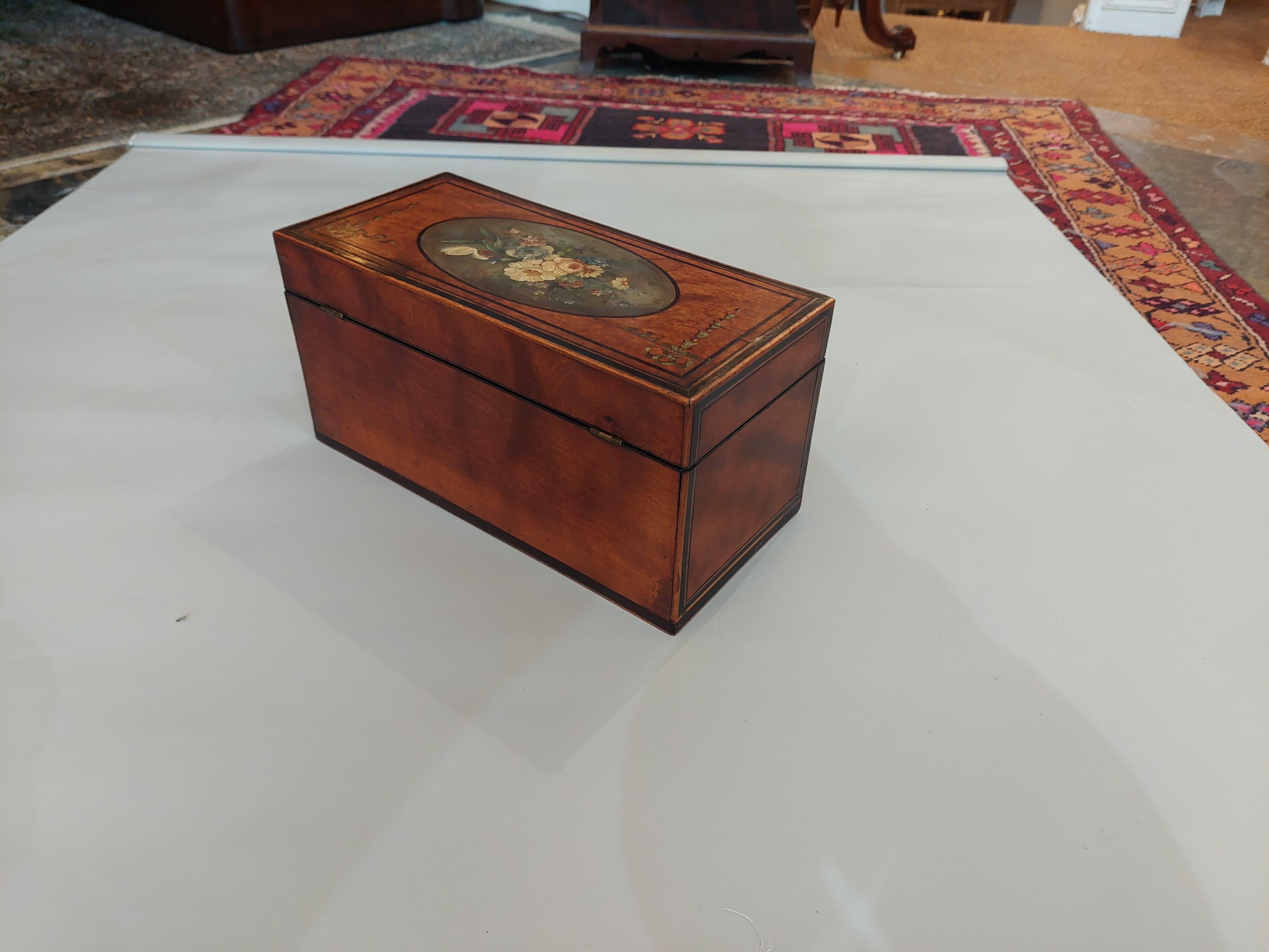 George III Satinwood Tea Caddie In Good Condition For Sale In Altrincham, GB