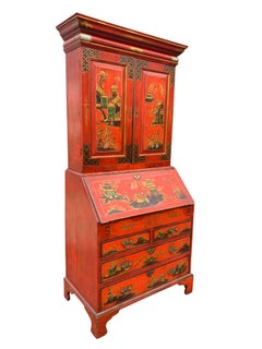 George III Scarlet Japanned Secretary