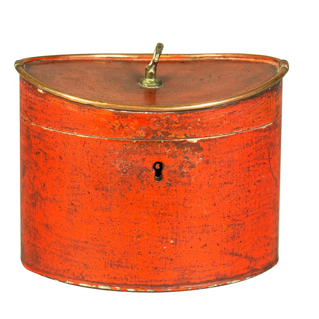 Teedose aus scharlachrotem Zinn von Georg III. im Zustand „Gut“ in Essex, MA