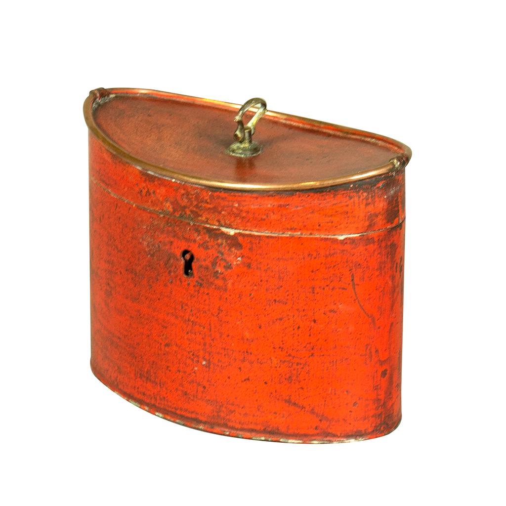 George III Scarlet Tole Tea Caddy For Sale 1