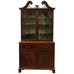 Antique George III Secretaire Bookcase in the Manner of Thomas Chippendale