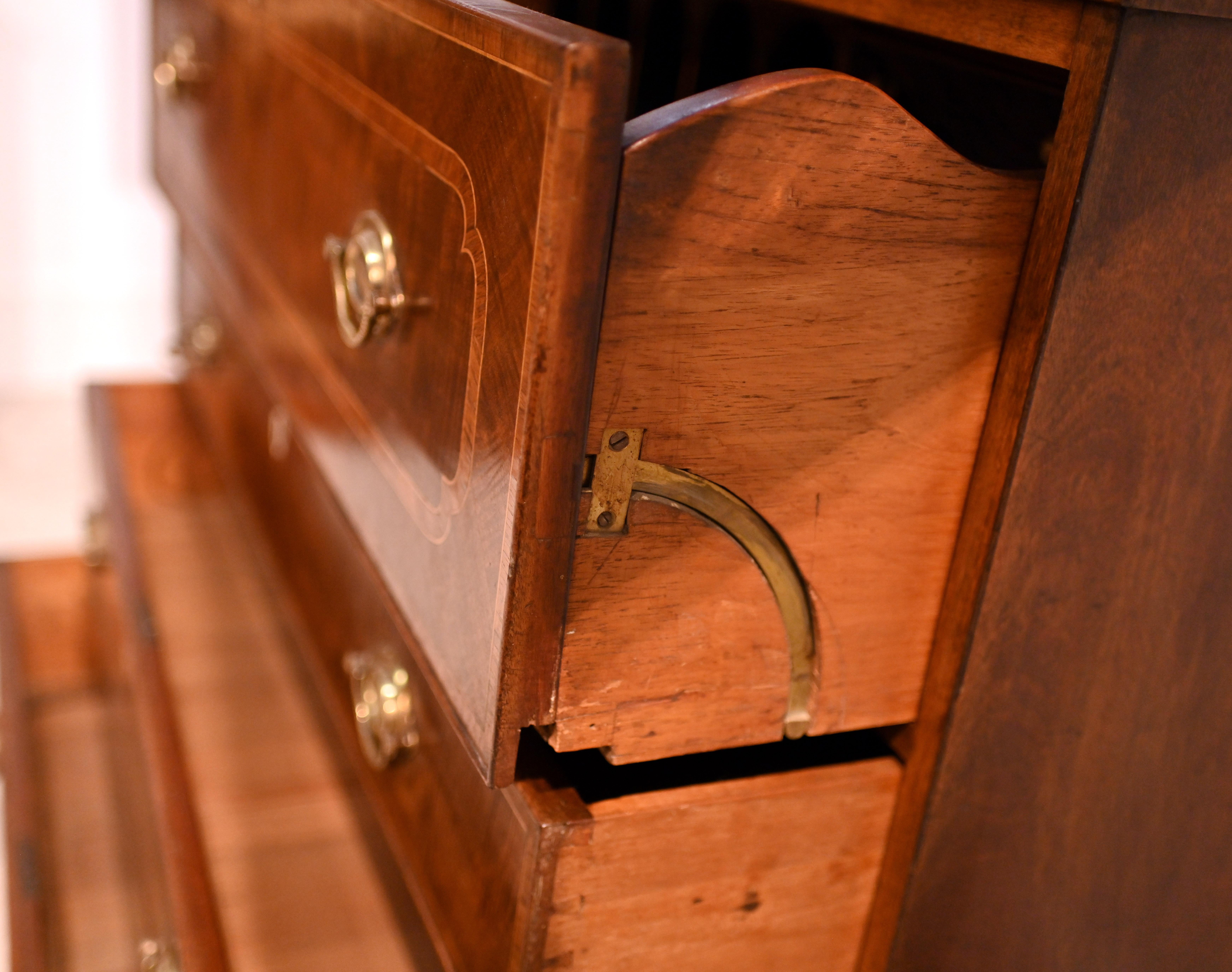 George III Secretaire Bookcase Mahogany Antique 1790 Desk For Sale 9