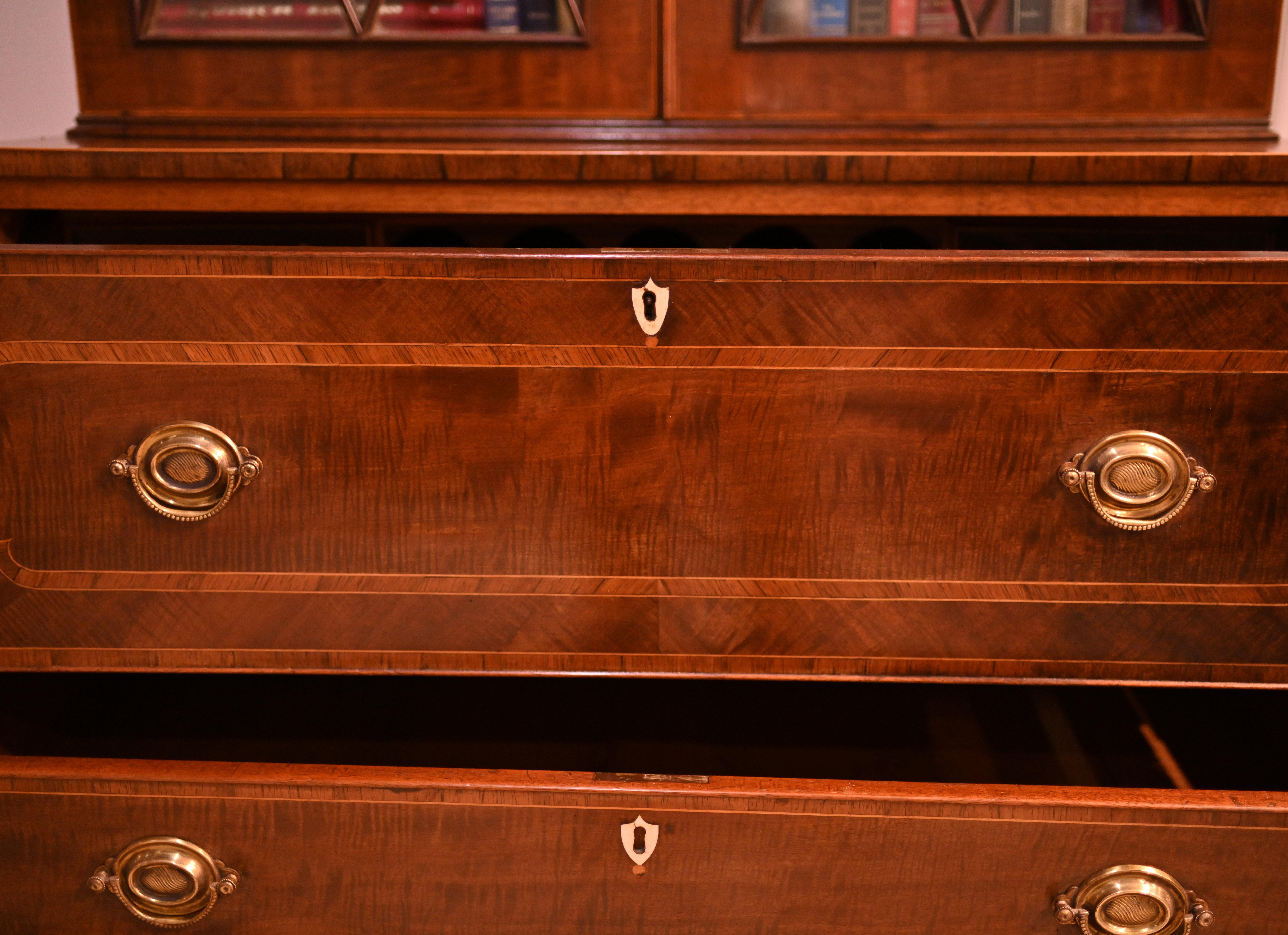 George III Secretaire Bookcase Mahogany Antique 1790 Desk For Sale 12