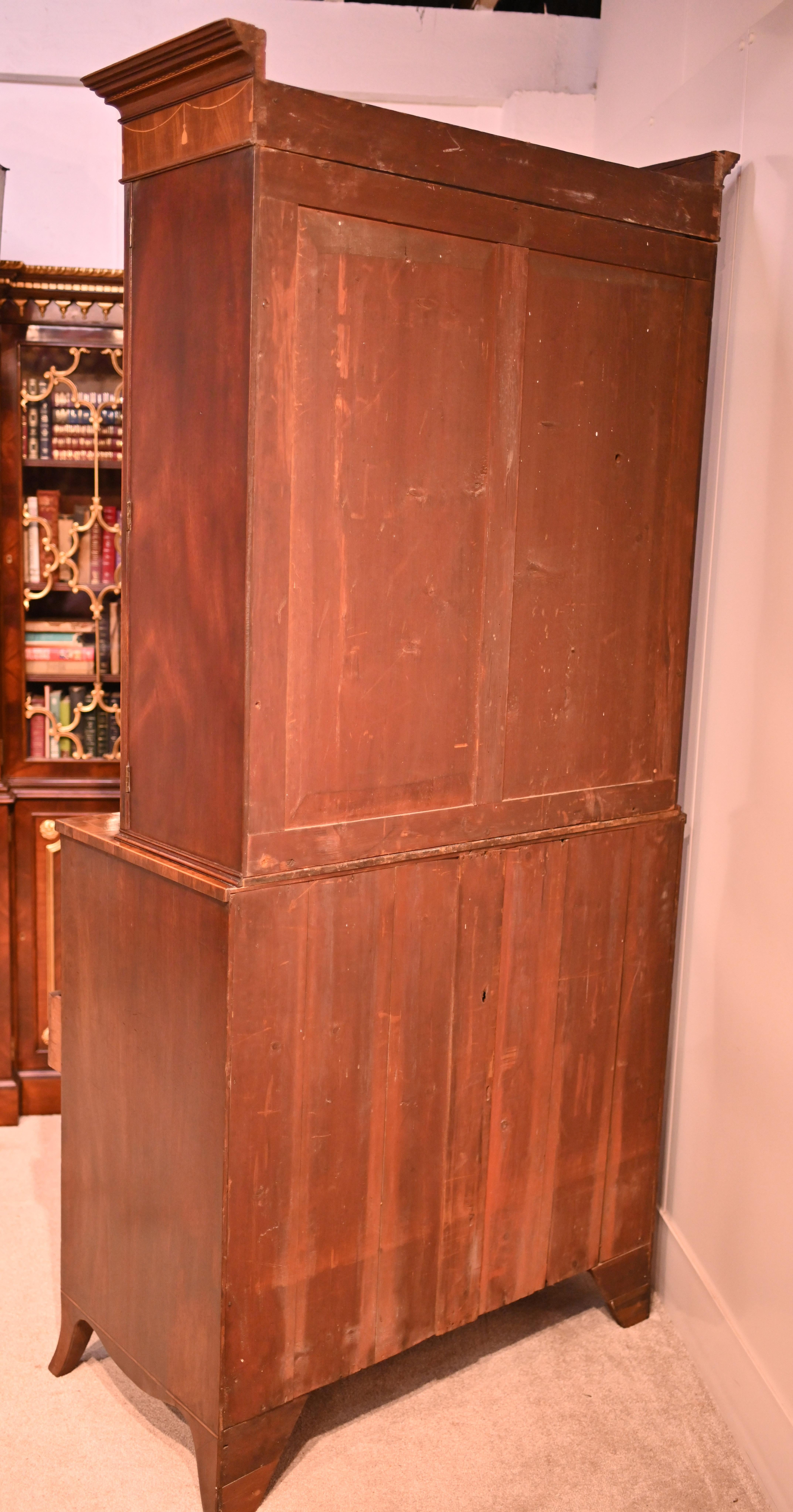 George III Secretaire Bookcase Mahogany Antique 1790 Desk For Sale 14