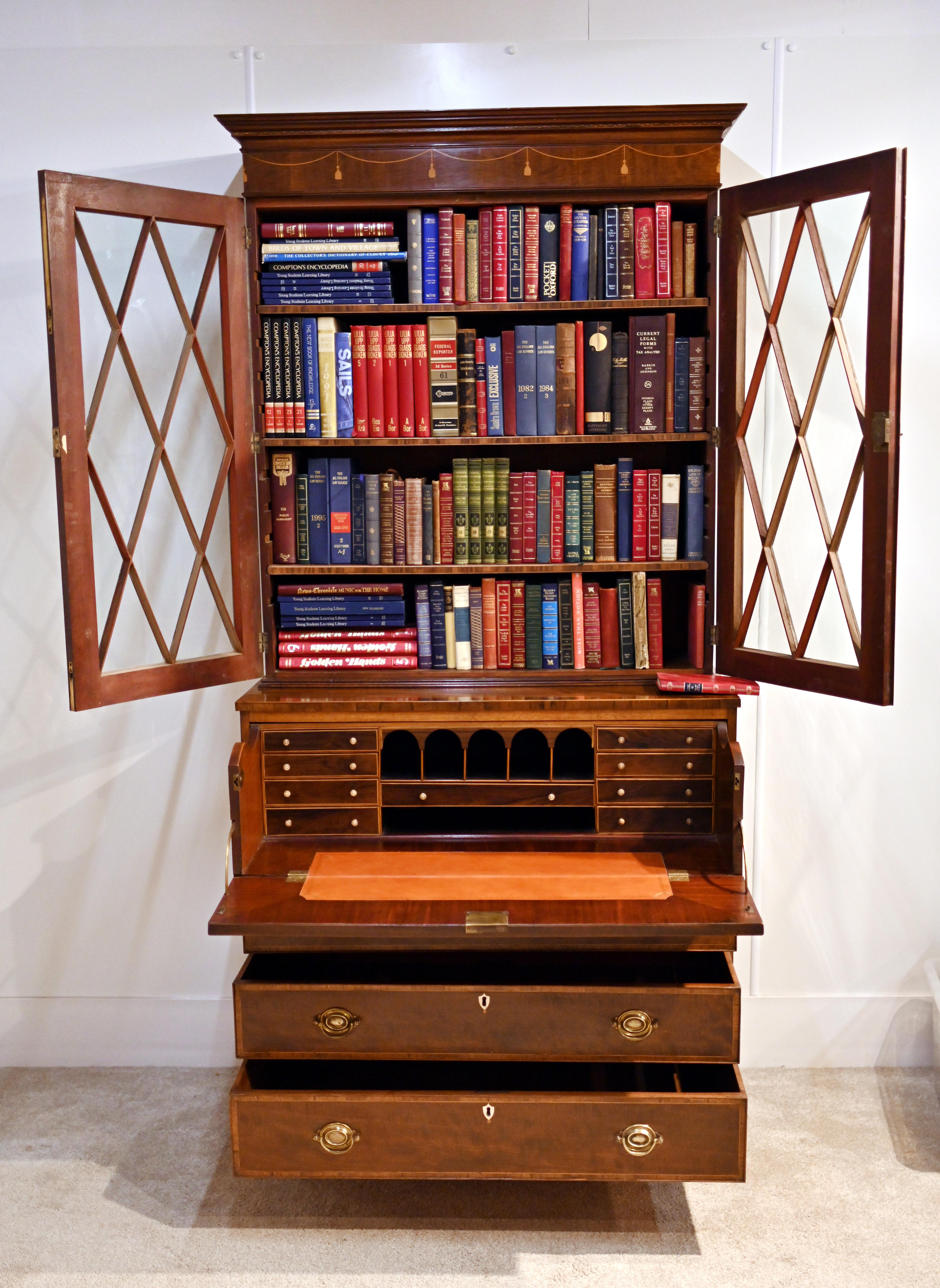 Late 18th Century George III Secretaire Bookcase Mahogany Antique 1790 Desk For Sale