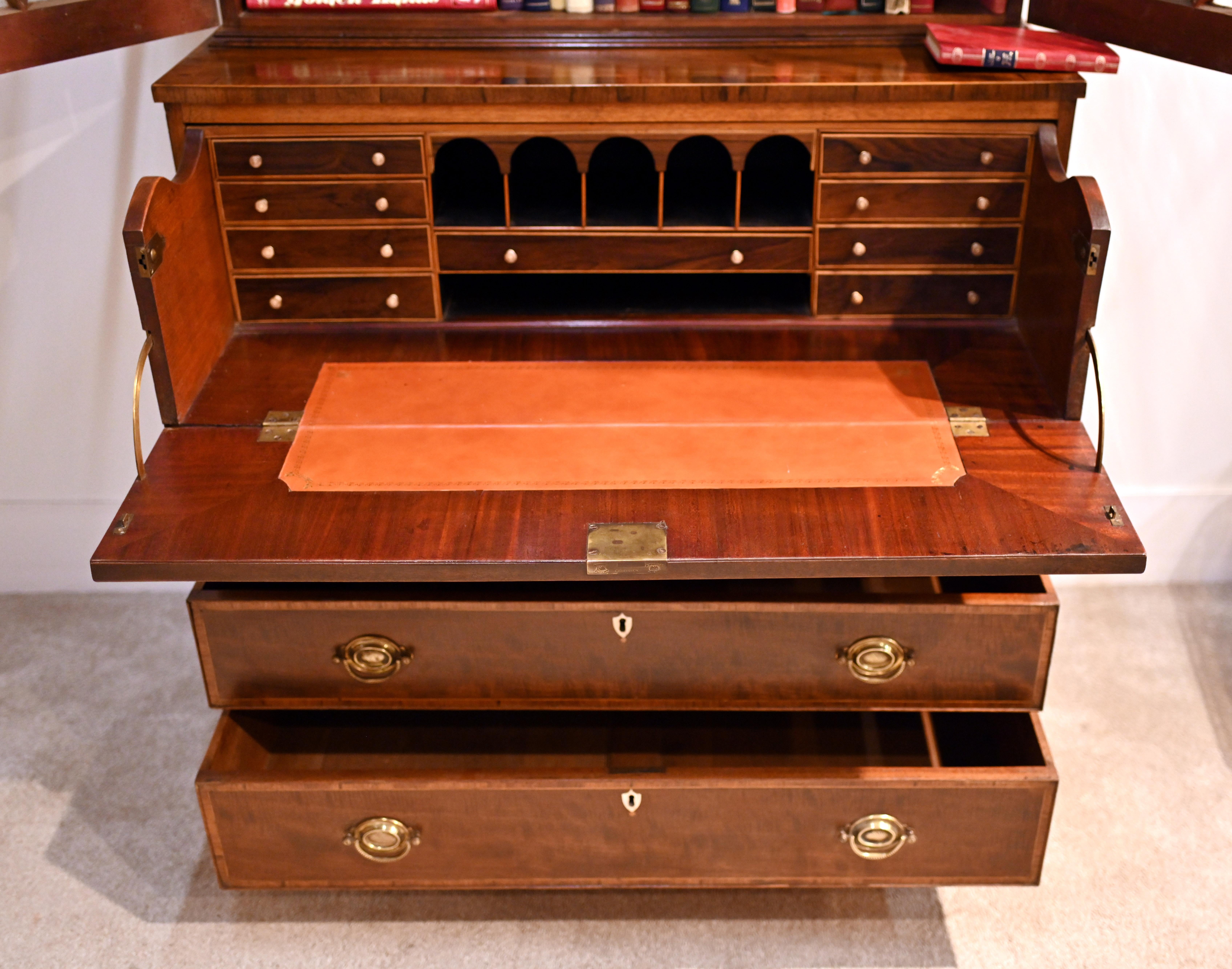 George III Secretaire Bookcase Mahogany Antique 1790 Desk For Sale 1