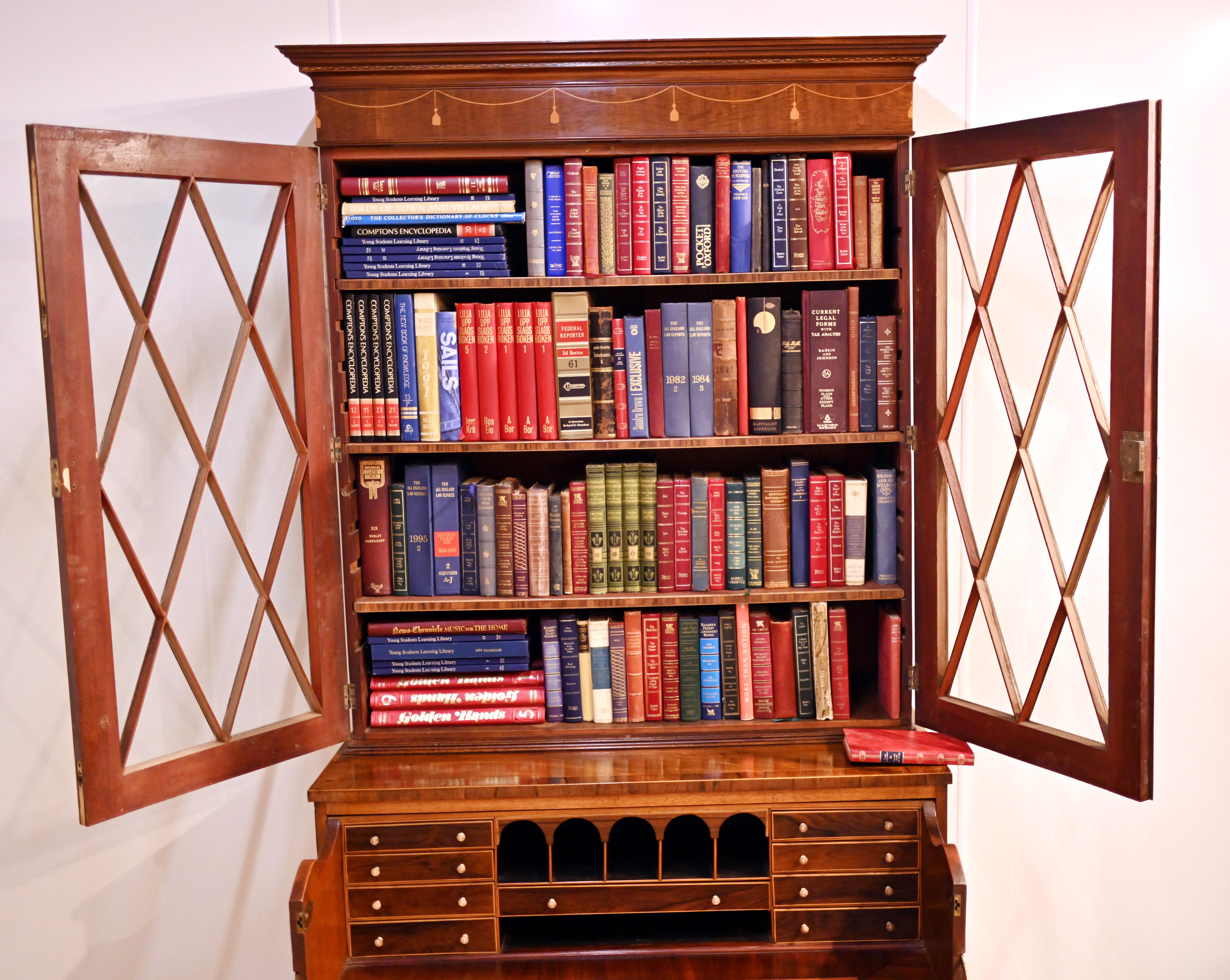 George III Secretaire Bookcase Mahogany Antique 1790 Desk For Sale 2
