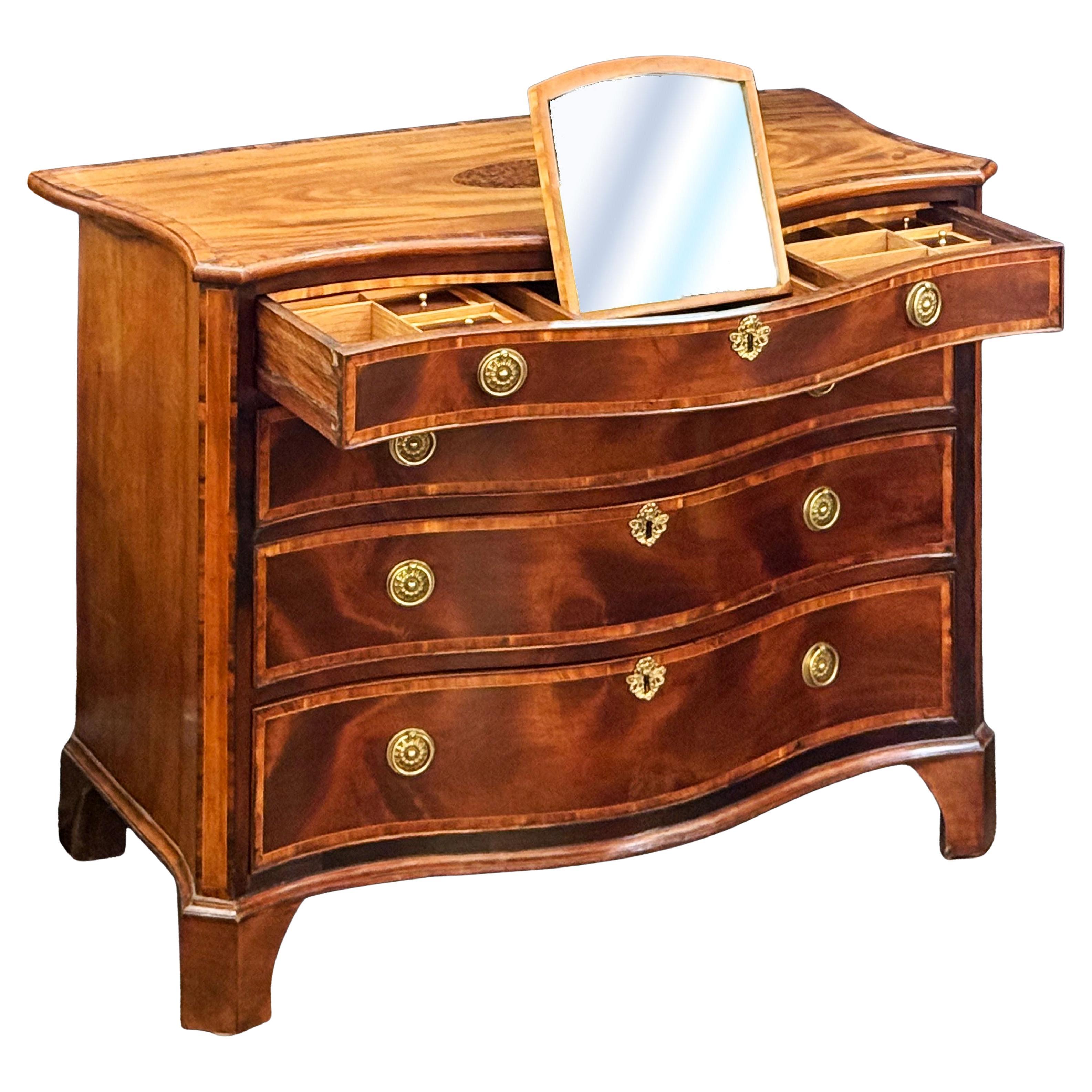 George III Serpentine Chest of Drawers of Mahogany and Satinwood