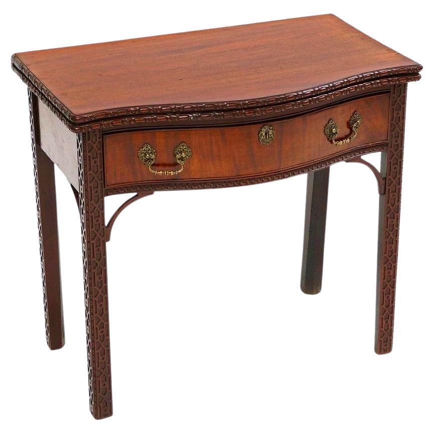 George III Serpentine Front Table With Chinese Chippendale Fret Legs, 18th c. For Sale