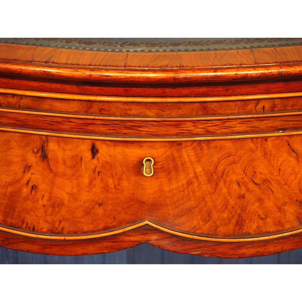 Carved George III Serpentine Inlaid Writing Dressing Table For Sale