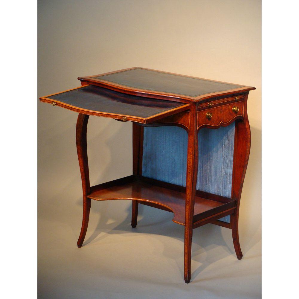 George III Serpentine Inlaid Writing Dressing Table For Sale 1