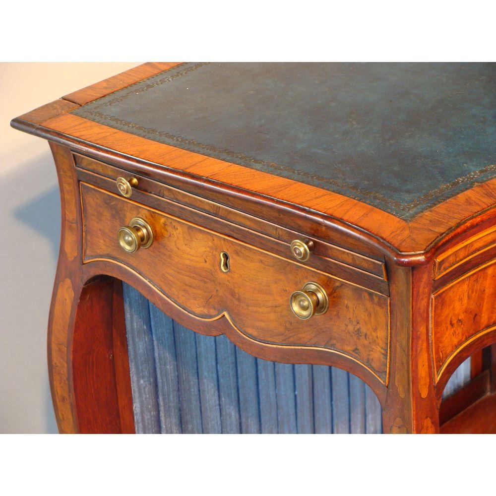 George III Serpentine Inlaid Writing Dressing Table For Sale 2