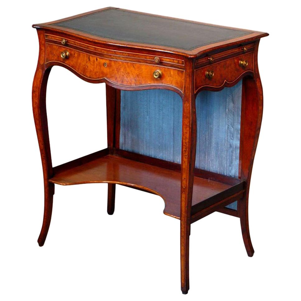 George III Serpentine Inlaid Writing Dressing Table