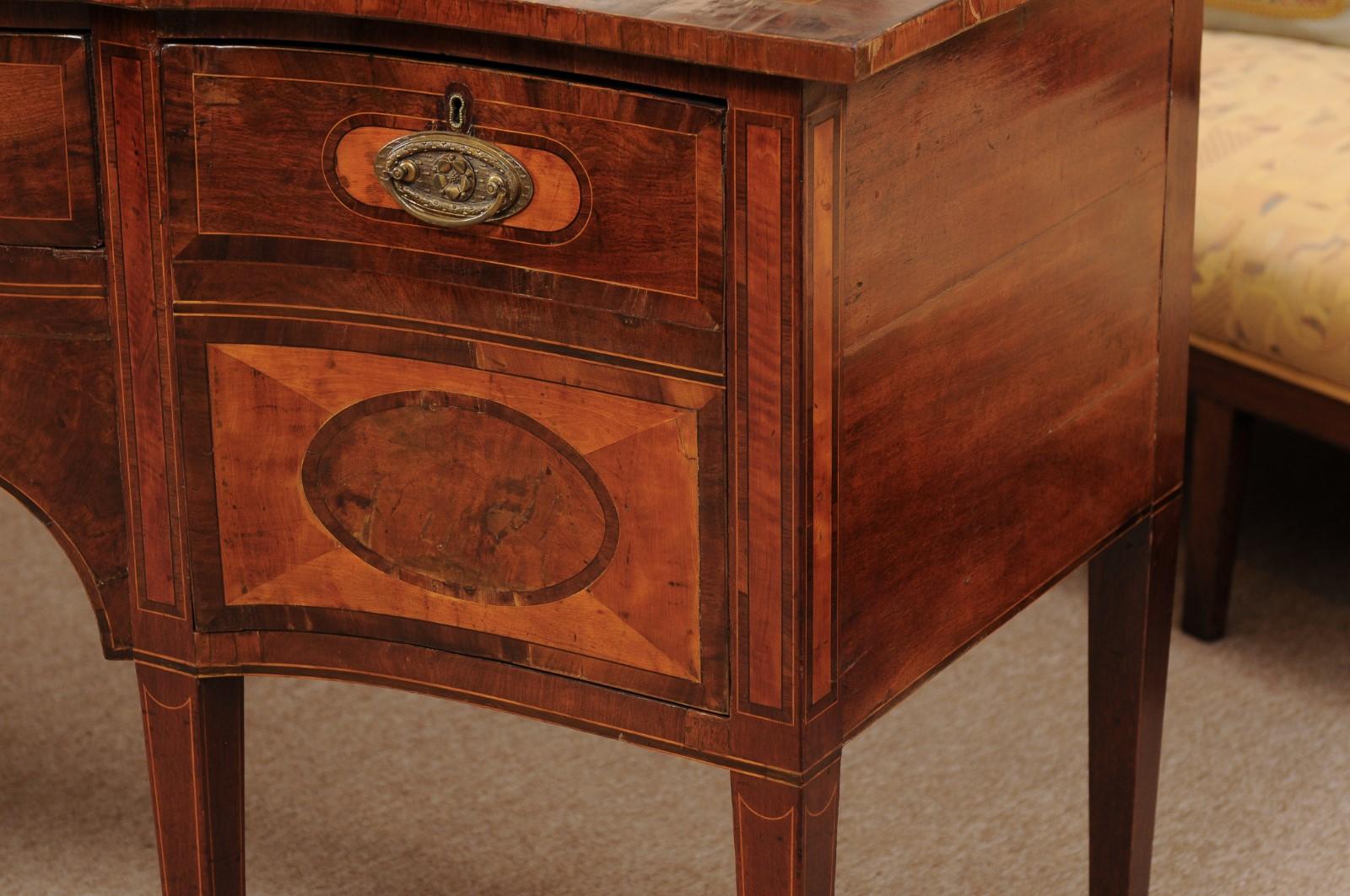 George III Serpentine Mahogany & Satinwood Inlaid Sideboard, ca. 1800 4