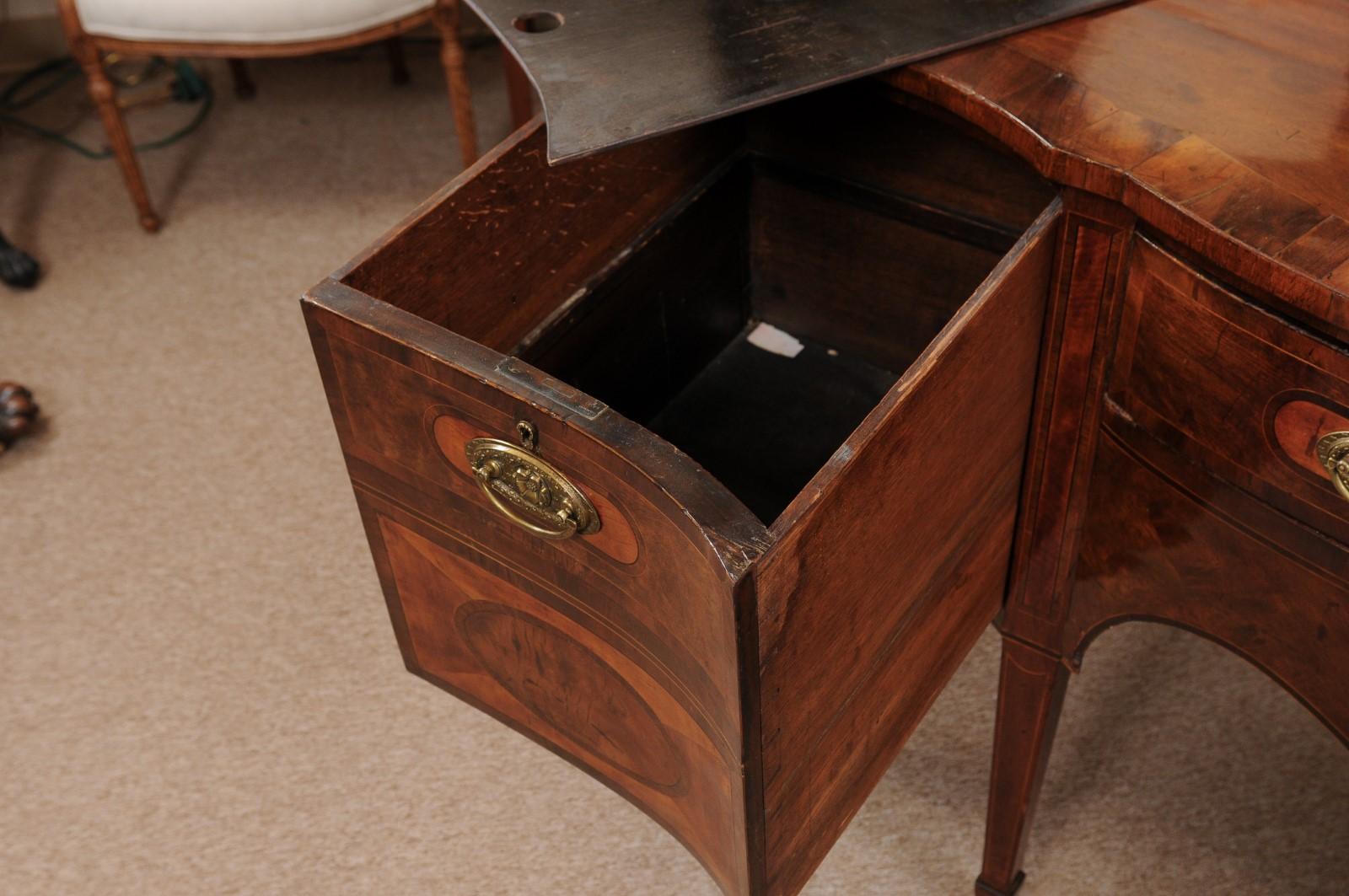 Early 19th Century George III Serpentine Mahogany & Satinwood Inlaid Sideboard, ca. 1800