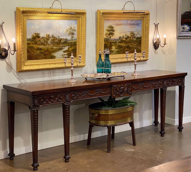 George III Serving Table or Console Server with Matching Pedestals of Mahogany For Sale 1