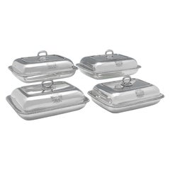 George III Set of 4 Antique Sterling Silver Entree Dishes, William Bennett 1807