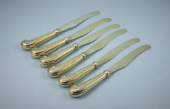 George III Set of 6 Silver Gilt Dessert Knives by William Abdy, circa 1765