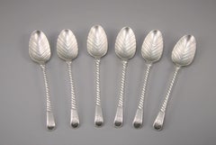 George III Set of Six Spiral Handled Teaspoons by Thomas & Wm. Chawner