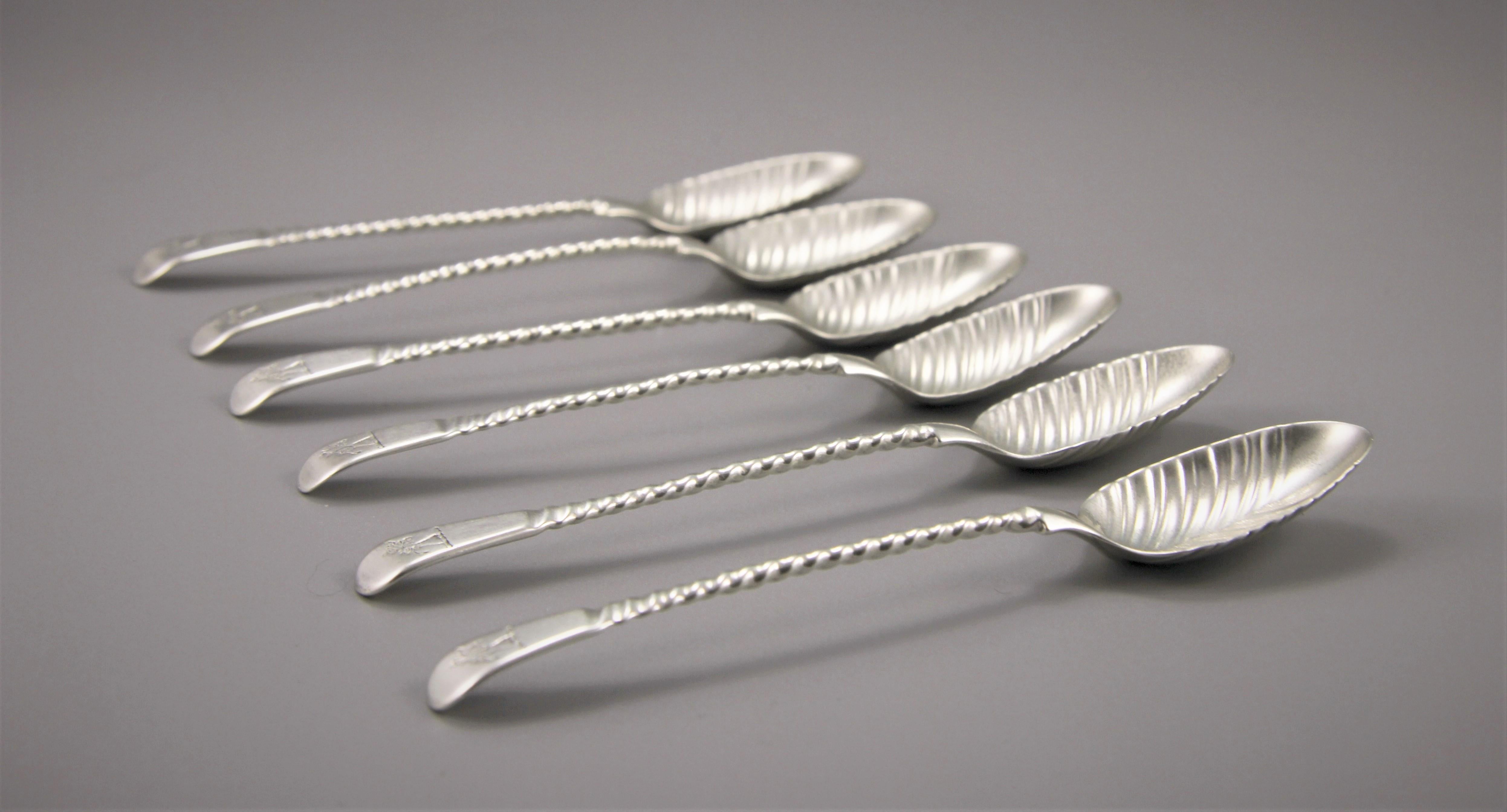 George III Set of Six Spiral Handled Teaspoons by Thomas & Wm. Chawner For Sale 3