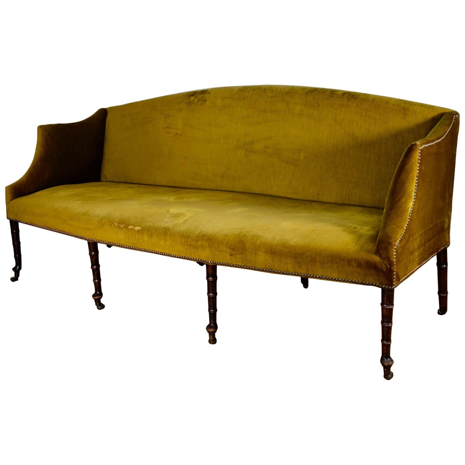 A III Settee, Sofa Faux Bamboo Mahogany Legs Yellow at 1stDibs sofa legs