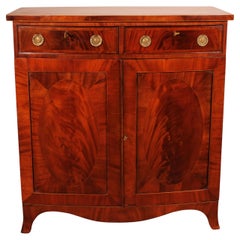 George III Sheraton Bowfront Buffet/ Side Cabinet In Mahogany-18th Century