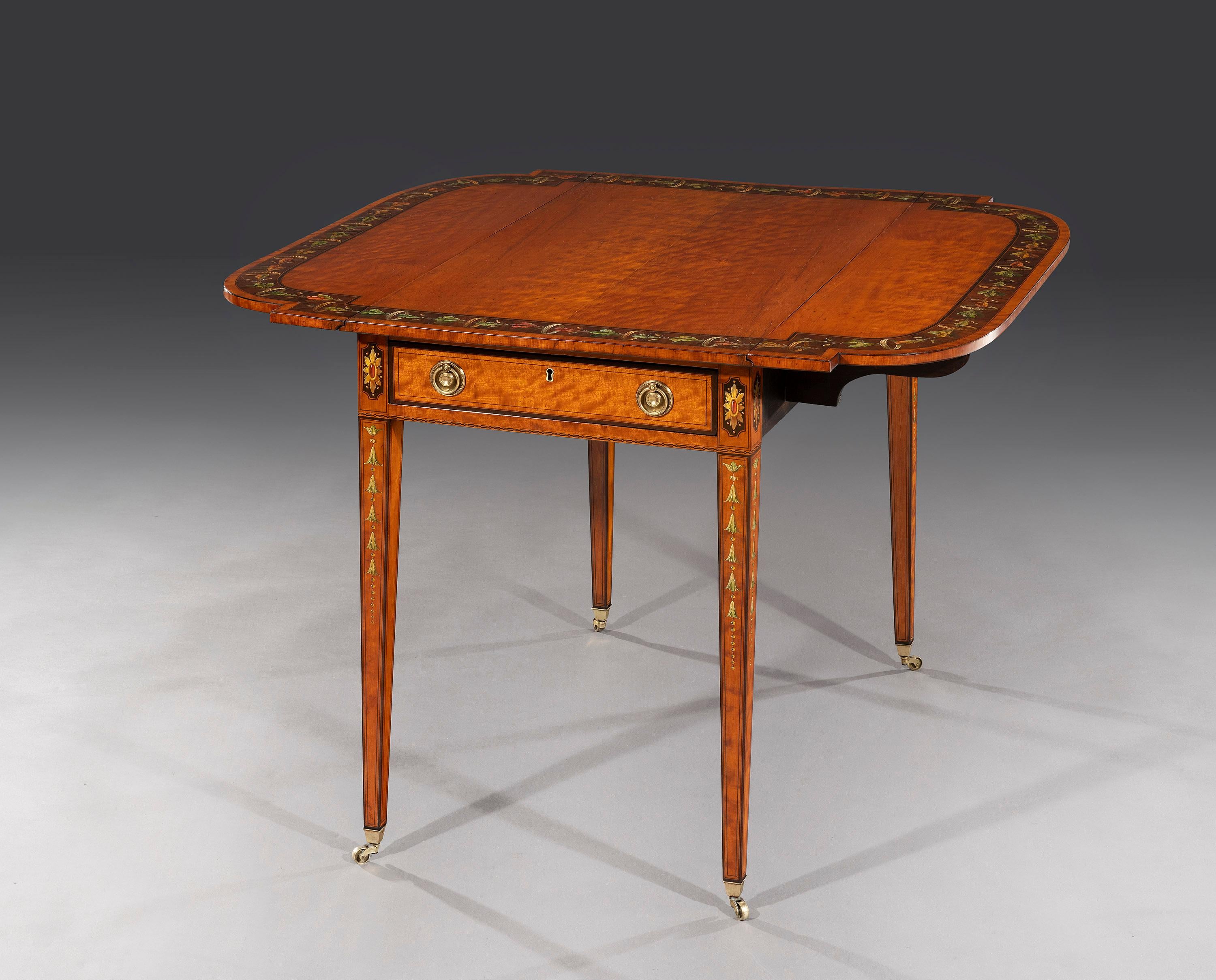 George III Sheraton Period 18th Century West Indian Satinwood Painted & Decorate In Good Condition For Sale In Bradford on Avon, GB